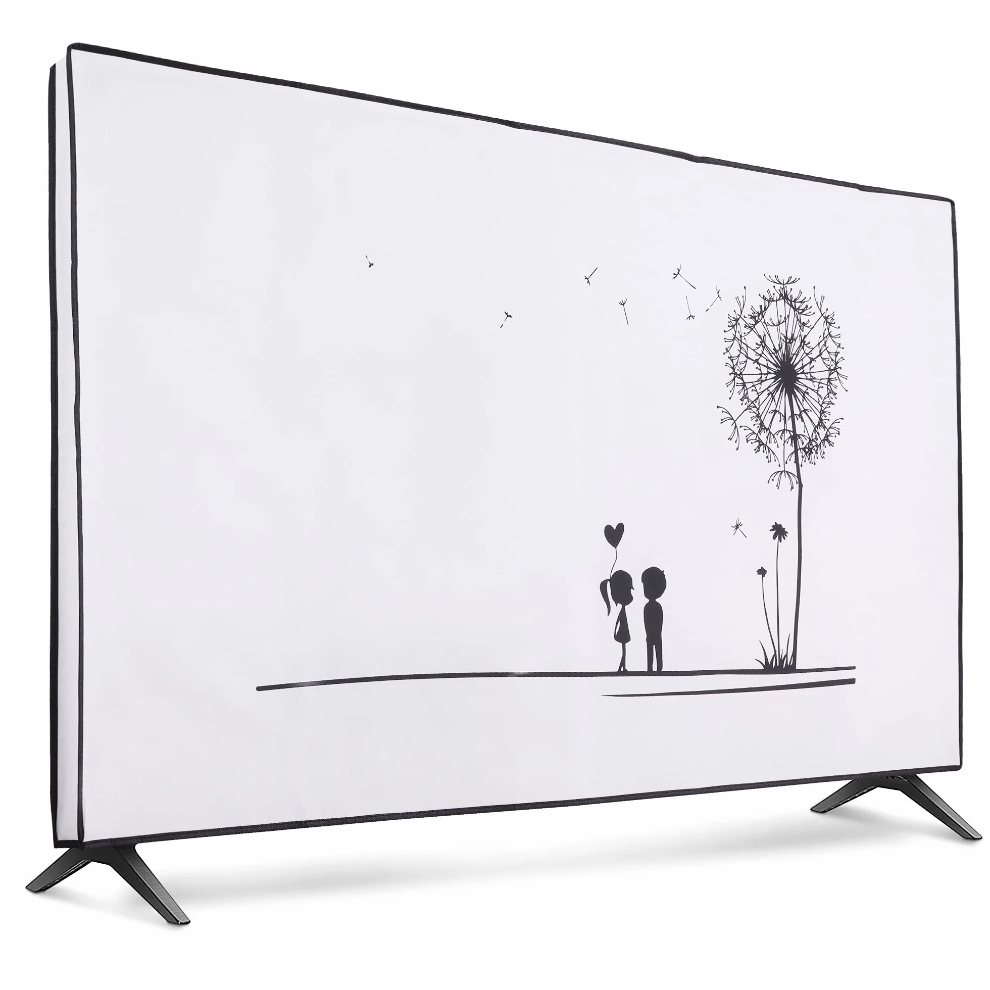 kwmobile Housse écran TV compatible avec 55" TV - Protection d'écran télévision - noir-blanc