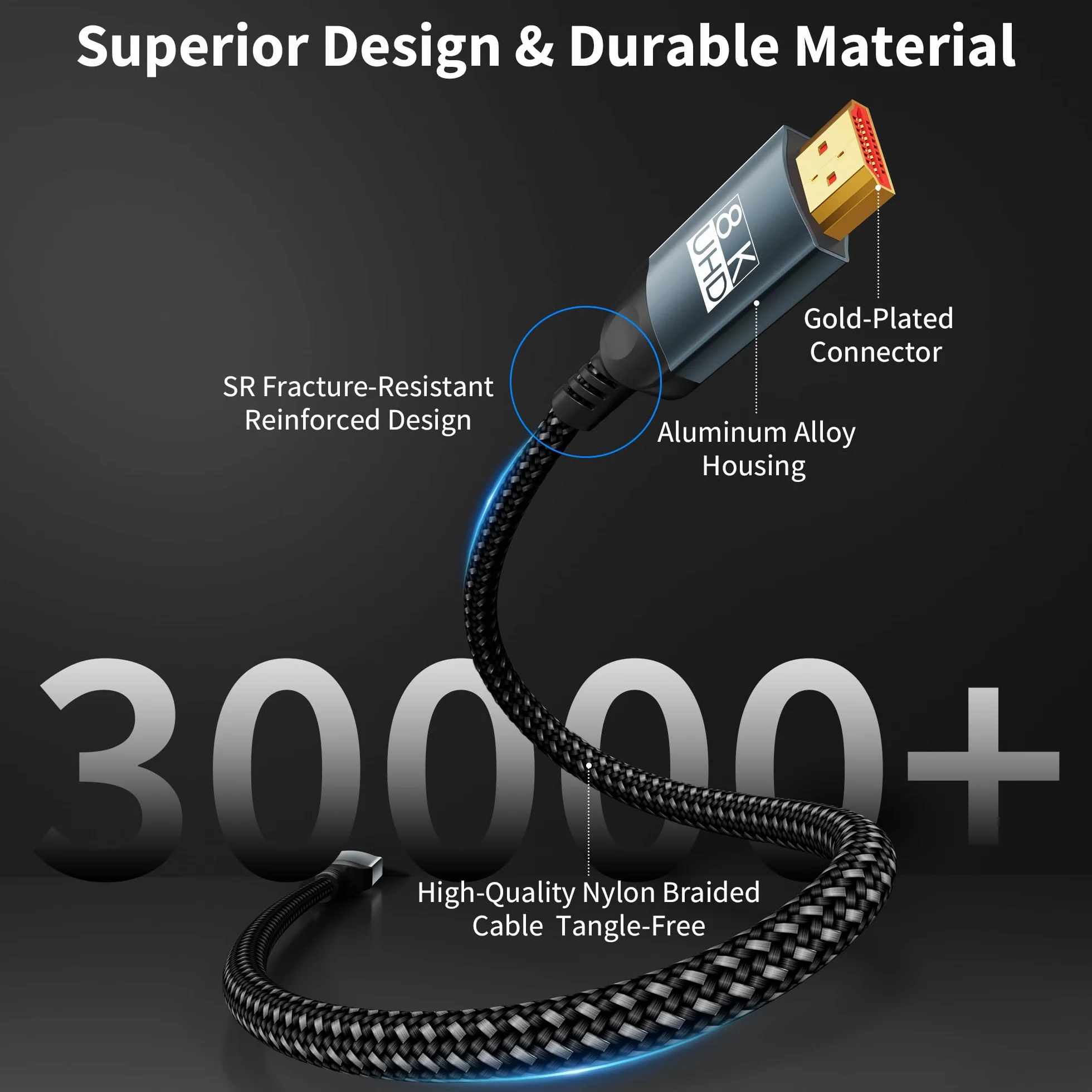 Câble HDMI 2,5m 10K 8K,câble HDMI ultra haute vitesse 10K 8K@60 Hz 4K@240 Hz,compatible HDMI 2.1,HDR10+,eARC,3D,HDCP 2.2 et 2.3,VRR,DTS:X,compatible avec PS5/4,Xbox,TV HD,PC,moniteur,projecteur