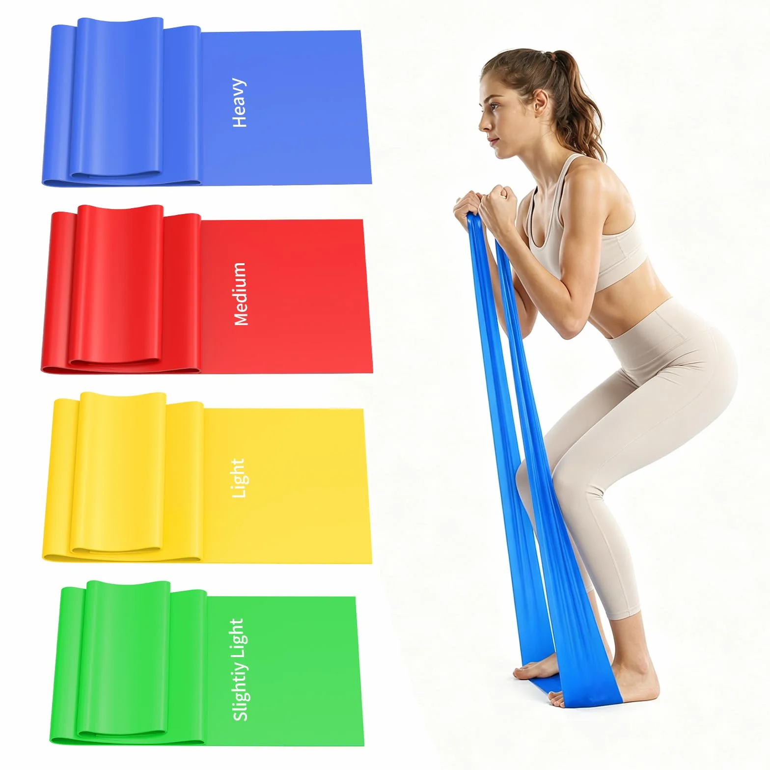 Bandes Élastiques Musculation 1.5M 4 Niveaux Résistance pour Sport Yoga Pilates