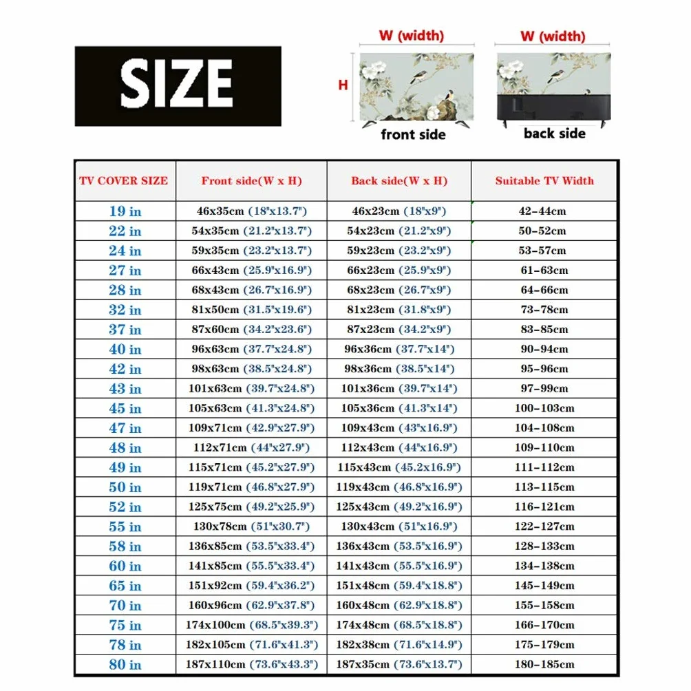 Housse de Télévision 22-80 Pouces Polyester Antipoussière pour LCD LED avec Couverture Télécommande