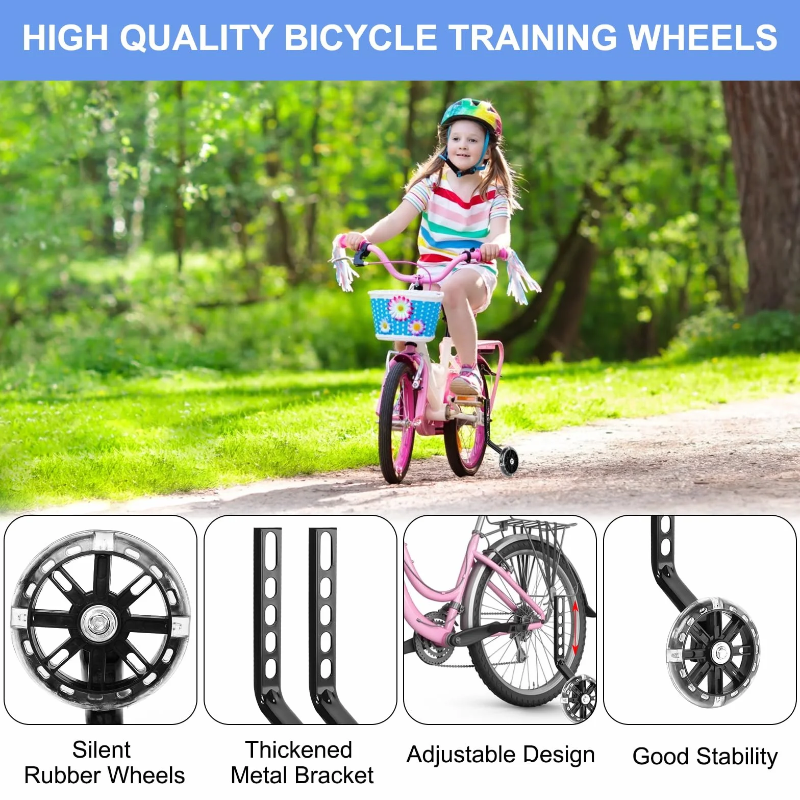 Stabilisateurs de vélo, Roulette Velo Universelle, Roues de Support Réglables 12-20 Pouces