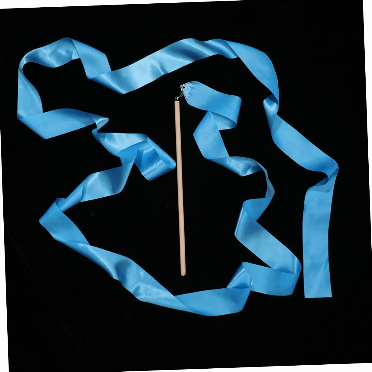 BESPORTBLE Ruban de Gymnastique Artistique Bleu 2 Pièces Poignée en Bois et Soie