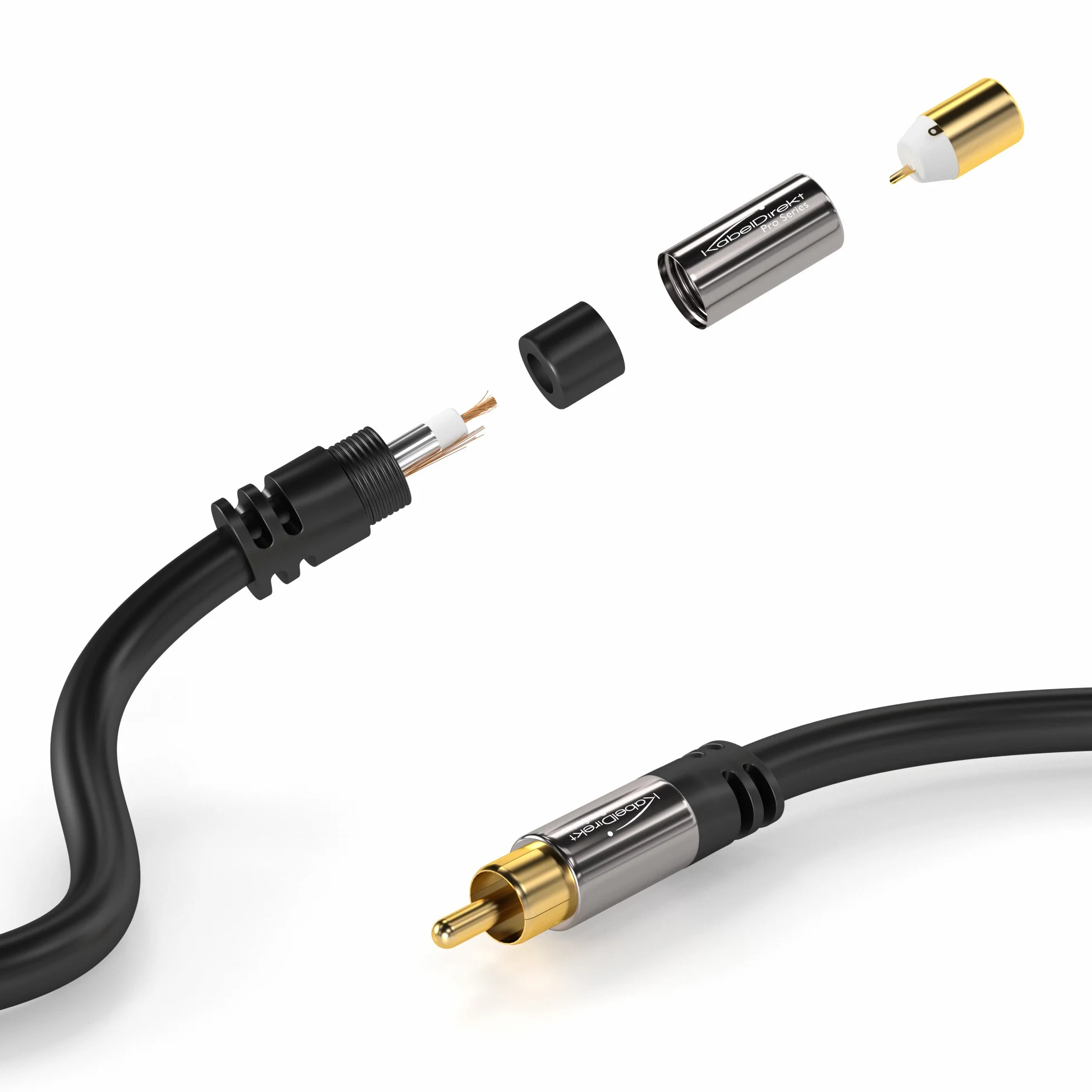 KabelDirekt – 5m – Câble d'extension Cinch, Audio/Digital/Vidéo (câble coaxial, prises RCA mâle/femelle, pour caisson de basse/amplificateur/Hi-Fi, audio analogique, 75 ohms, noir)