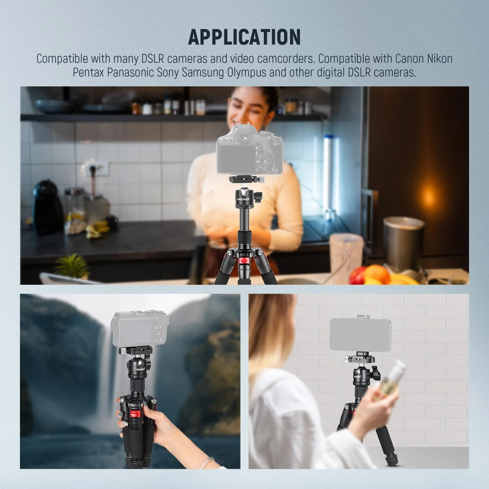 NEEWER Mini Trépied pour Appareil Photo avec Rotule à 360° en Alliage d'Aluminium 20"/50cm 1/4" Plaque Rapide de Type Arca,Trépied de Voyage de Bureau Portable pour Caméscope DSLR, Charge Max:11lb/5kg