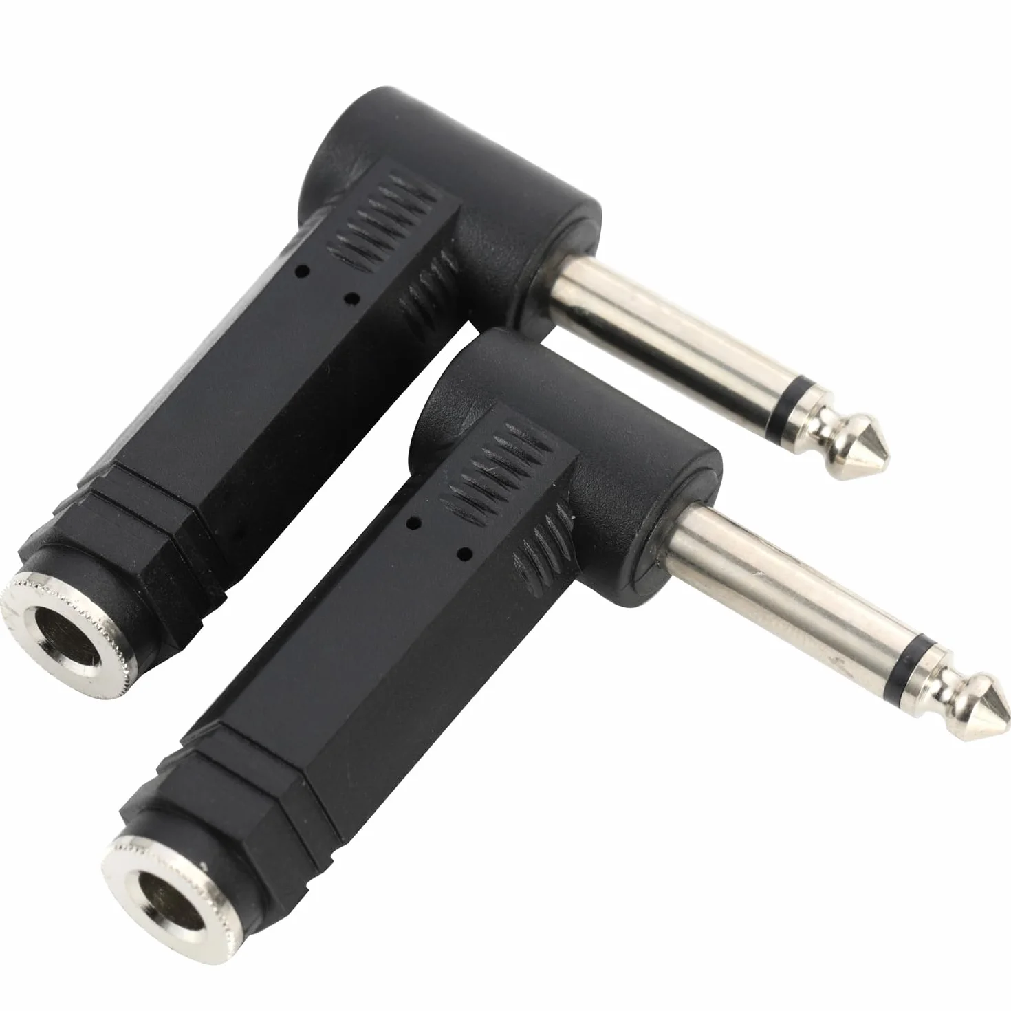 Greluma 2 pièces Adaptateur coudé 6,35 mm TS mâle vers 6,35 mm TS femelle, prise mono 1/4" vers jack 1/4" pour haut-parleur, amplificateur, son de guitare