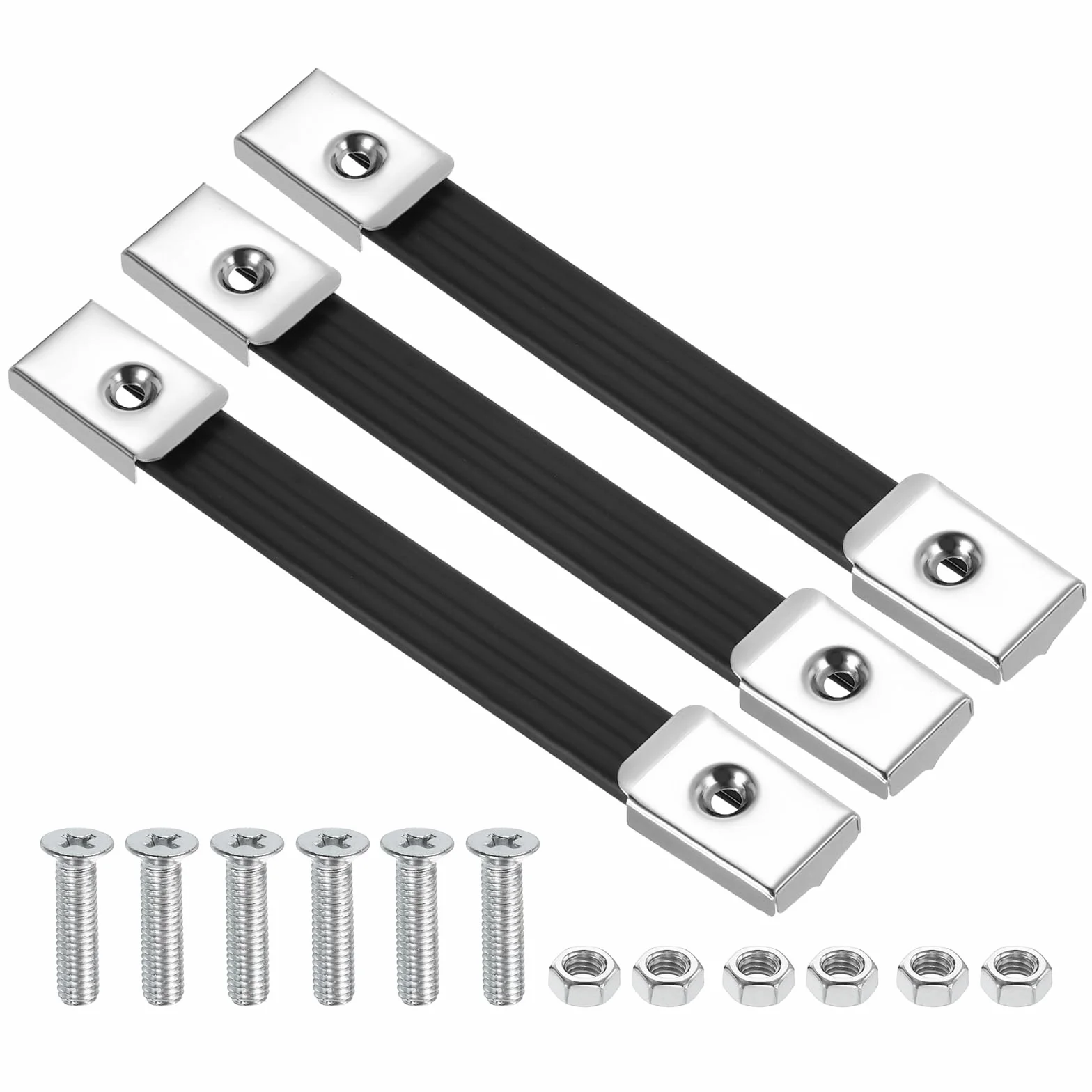 PATIKIL 3 Pièces Poignées à Sangle 8 Pouces pour Enceintes, Poignée de Tirage Coque Métalliques Boucle Sangle Quincaillerie pour Coffret de Transport d'Enceinte, Argent