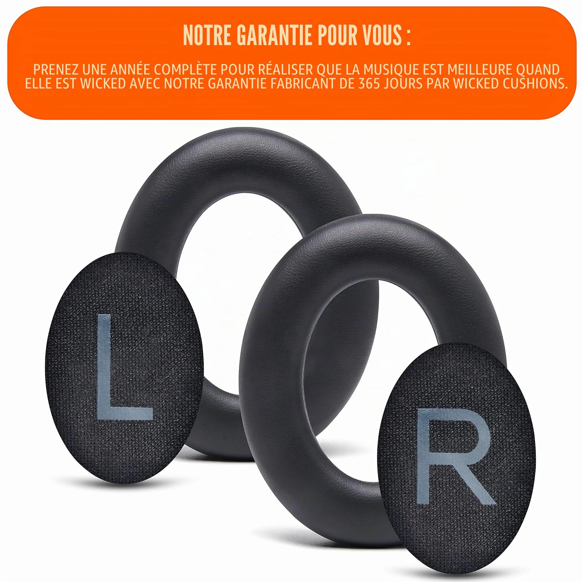 Bose Noise Cancelling 700 (NC700) Coussinets par Wicked Cushions – Cuir Souple, Mousse à mémoire de Forme, Épaisseur Accrue, Noir