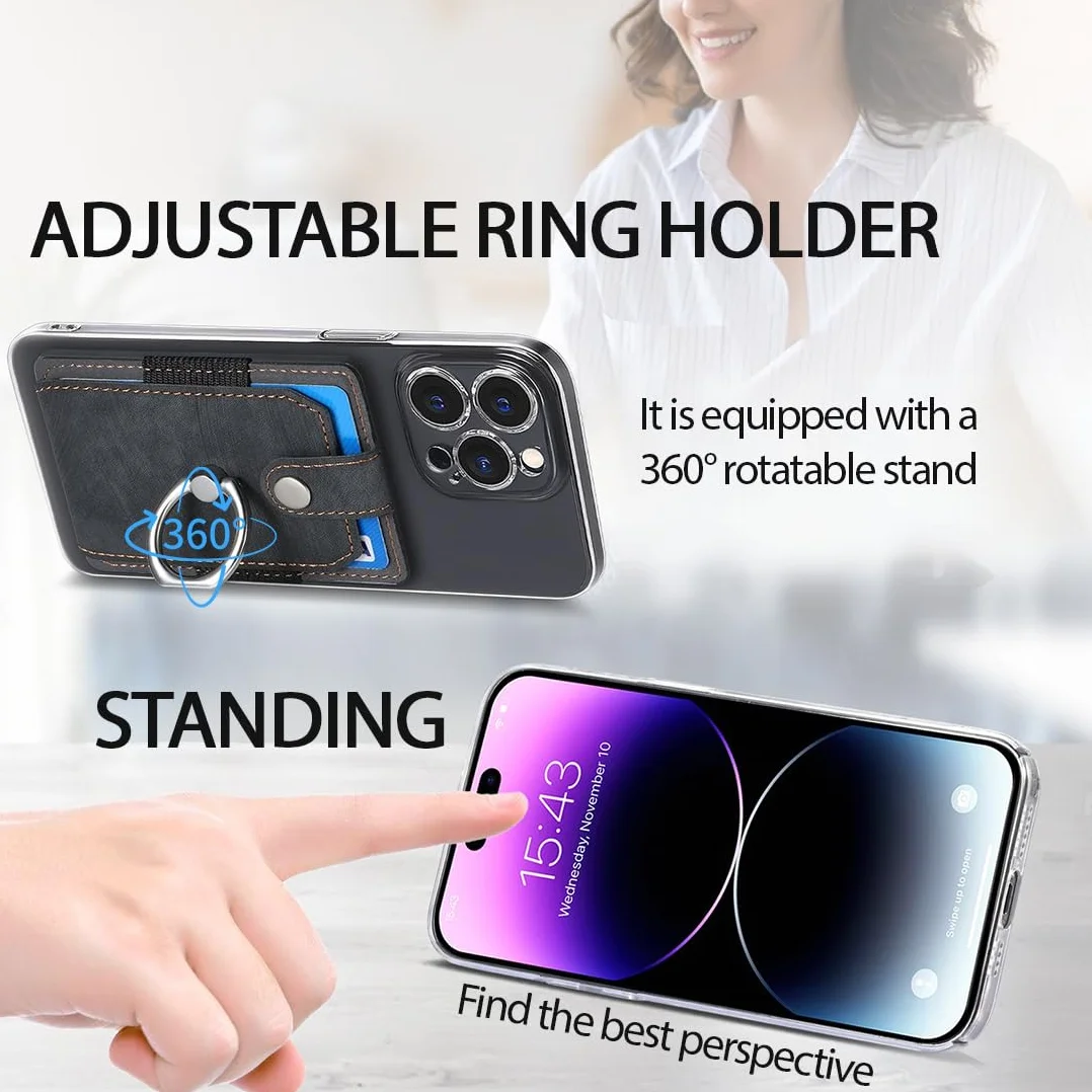 JEYORZY 1 porte-cartes pour téléphone portable, portefeuille en cuir synthétique avec support