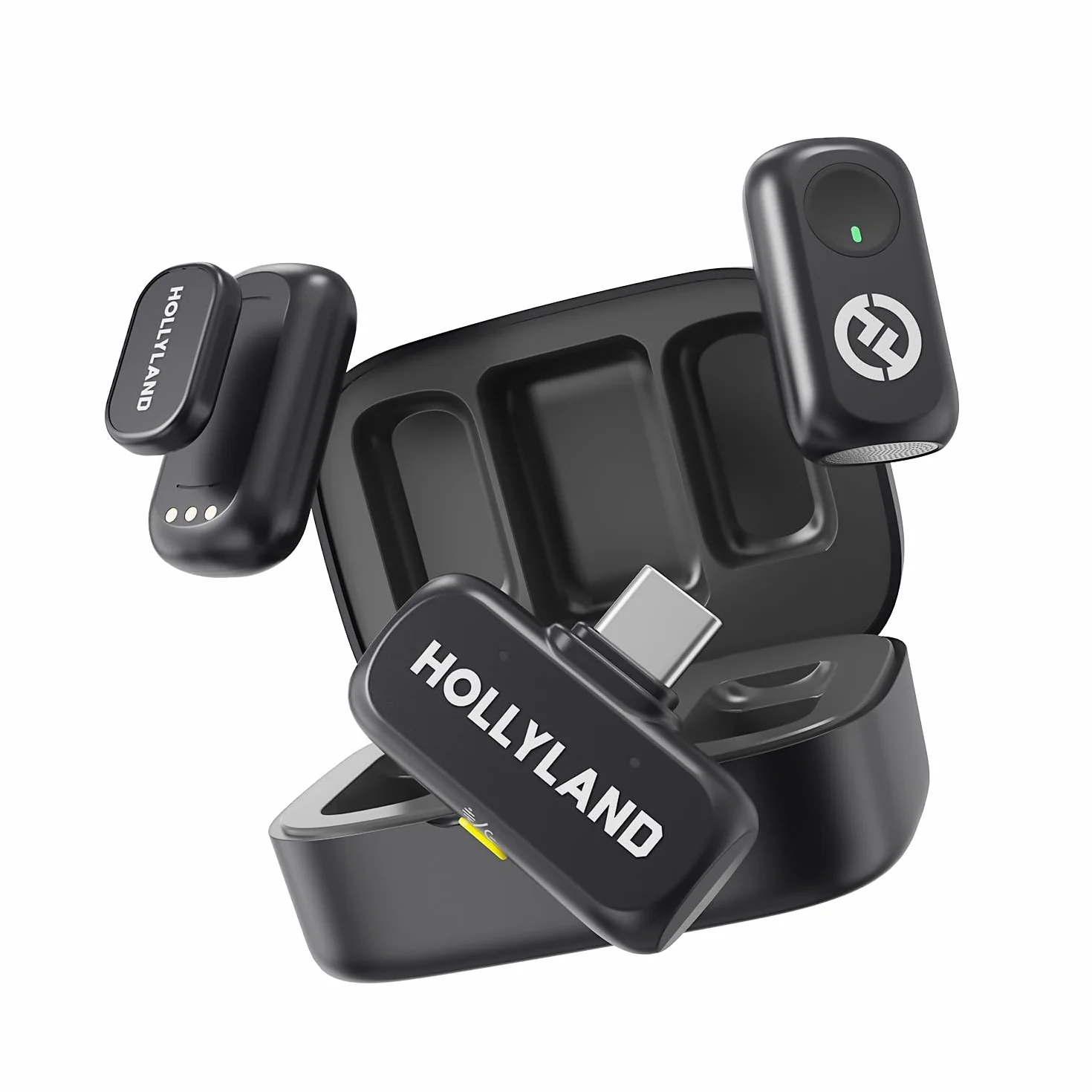 Hollyland Lark A1 Mini Duo Micro-Cravate sans Fil pour iPhone 15/16 & Android, 48 kHz / 24 Bits, Annulation de Bruit Intelligente à 3 Niveaux, Mini Microphone sans Fil pour Youtube, Podcast, Vlog