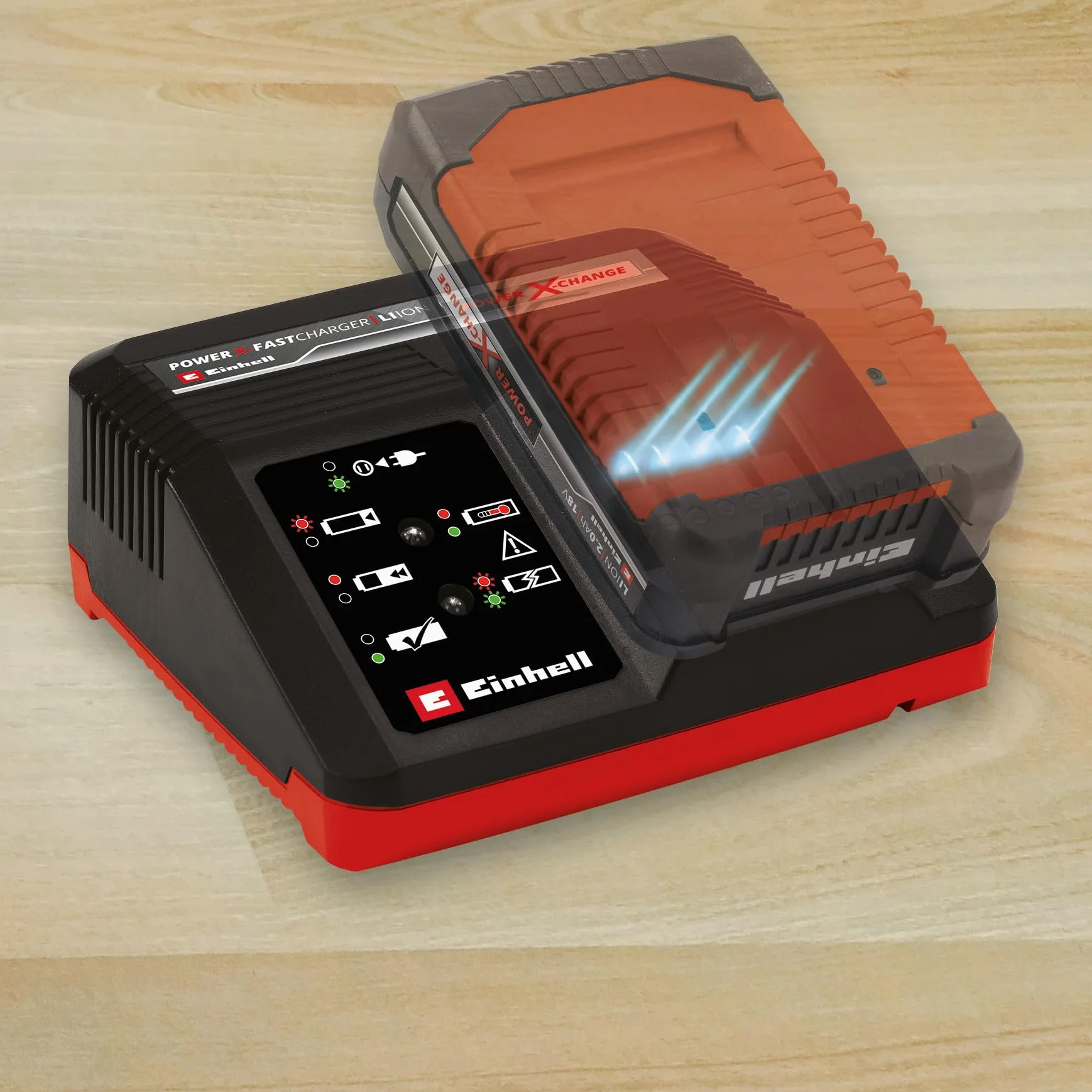 Einhell Chargeur Rapide Power X-Change (18V, Lithium-ION, 200-260V, 50-60 Hz, Charge Rapide 4 A, contrôle de la Batterie pour Un processus de Charge Optimal)