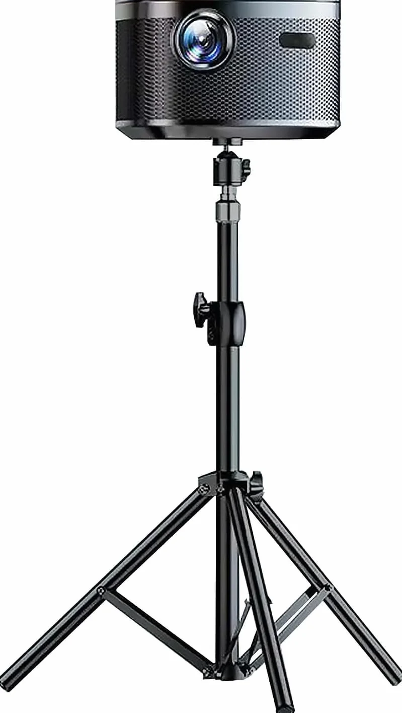 Support pour Projecteur avec Trépied 32-60cm, Rotule Pivotante 360°, Filetage 1/4", Noir
