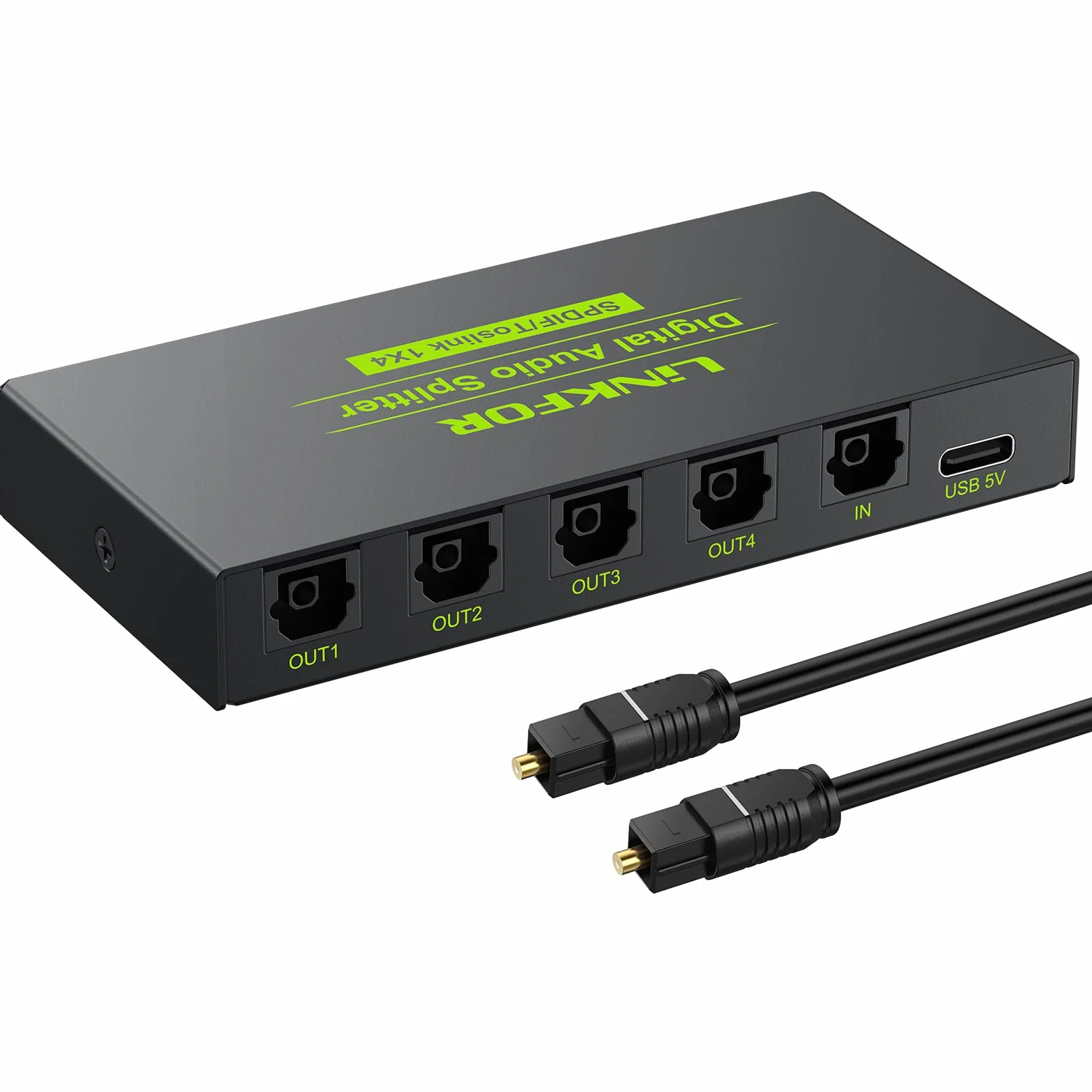 Switch Optique Audio, LiNKFOR 4x1 Commutateur Audio Toslink SPDIF Fibre Optique Numérique Switch Splitter Audio Support LPCM2.0 DTS Dolby-AC3 avec Câble Optique