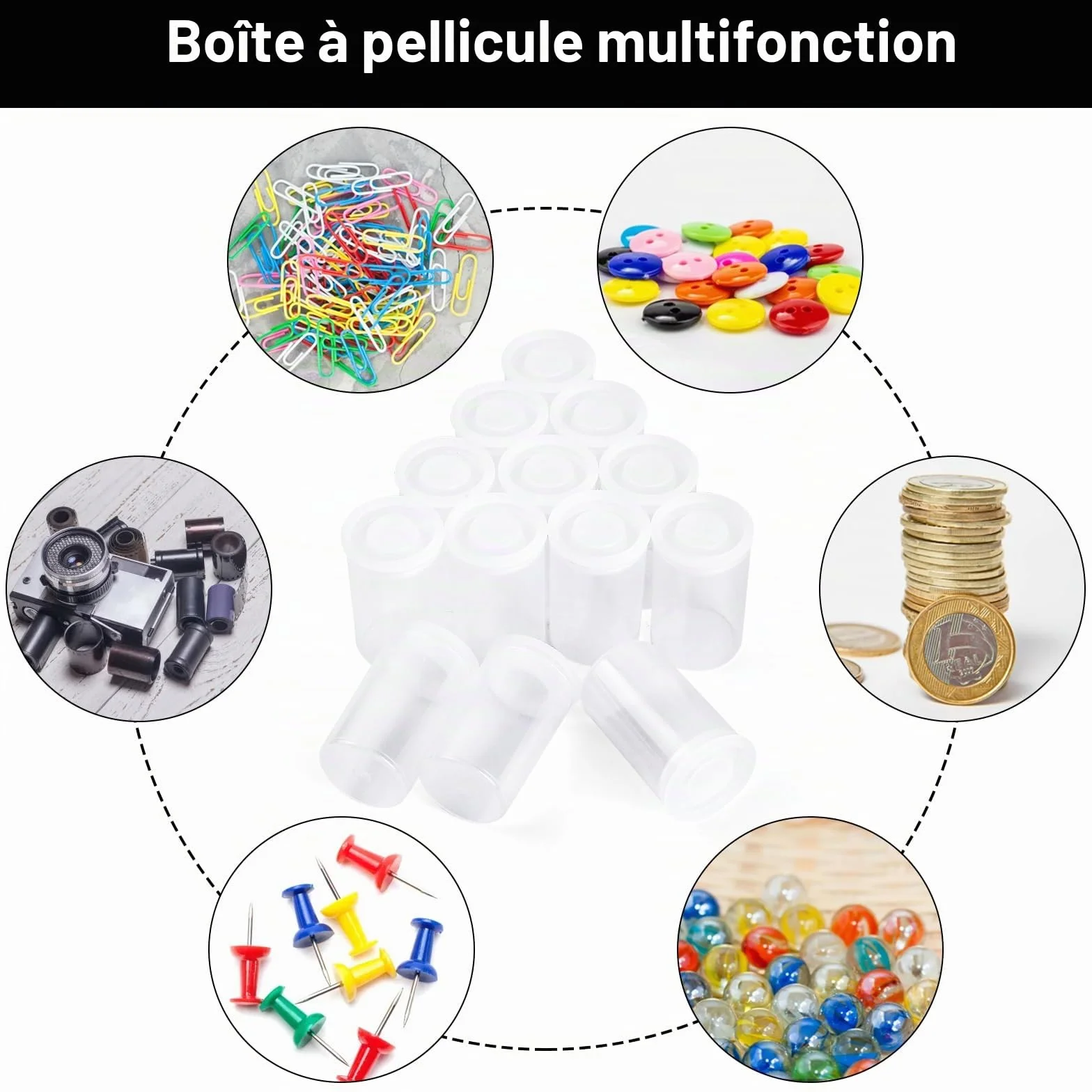 36 PCS Boîtes de Film pour Activités Scientifiques Boîtes de Pellicule Photo avec Couvercle 32mm boites Pellicule Photo pour le Stockage, les Petites Pièces de Film Bidon (transparence)