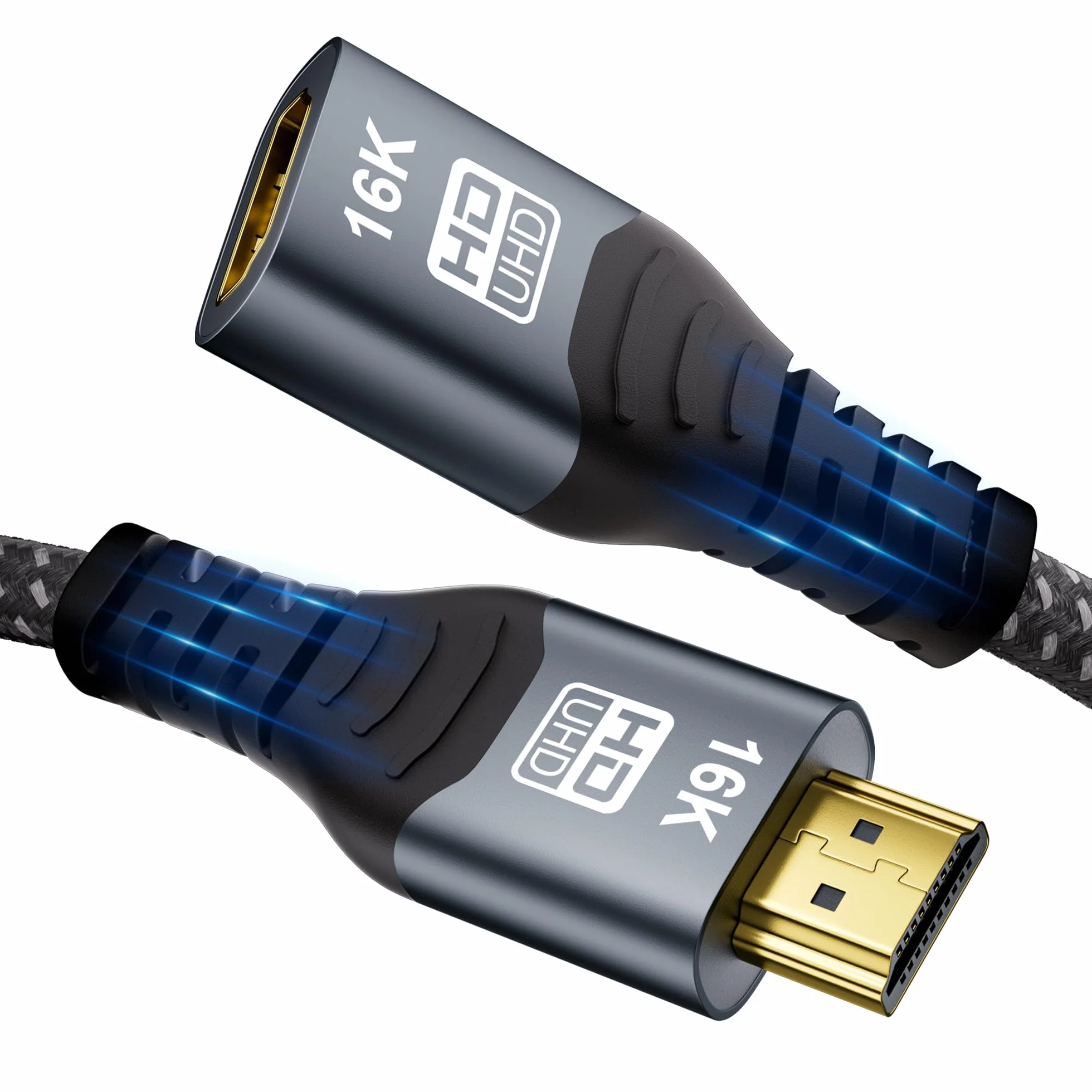 CAKOBLE Câble Prolongateur HDMI 2.2 0.5m, 96Gbps Ultra High Speed,16K@60Hz 8K@240Hz 4K@480Hz,HDMI 2.1,eARC, HDR10+, Dolby Atmos/Vision, HDCP 2.3,Mâle vers Femelle,pour TV PS5 Xbox Moniteur
