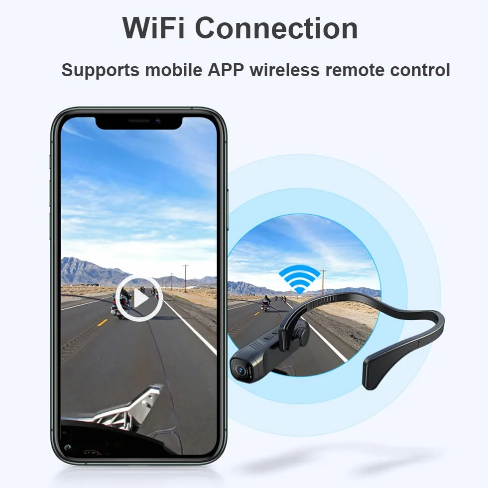 Andoer Caméra 4K 30 fps à fixation frontale WiFi portable avec objectif grand angle 120°