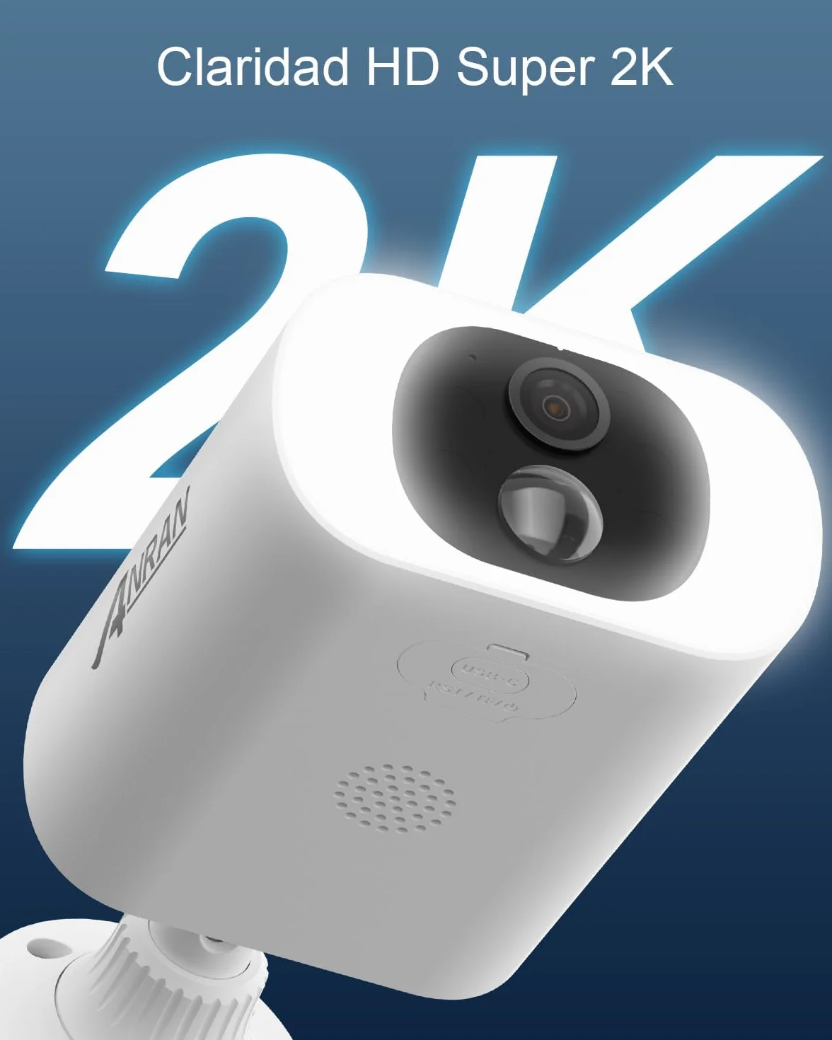 ANRAN 2K Caméra Surveillance WiFi, Panneau Solaire Intégré, Caméra IP Batterie, Puissance illimitée, Spotlight & Vision Nocturne Couleur, Audio Bidirectionnel, Detection Humaine, Sirène d'alarme