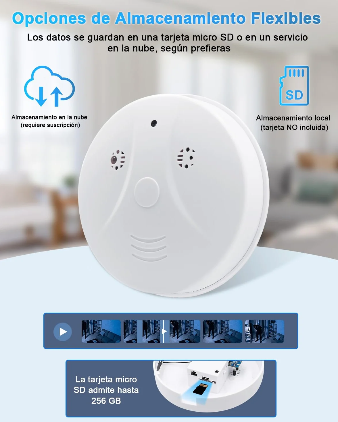 Caméra Espion WiFi 5G, Mini Camera Cachée Espion Discrete sans Fil HD 1080P, Micro Espion Détecteur de Fumée avec Vision Nocturne et Détection de Mouvement Tuya APP Enregistrement en Boucle
