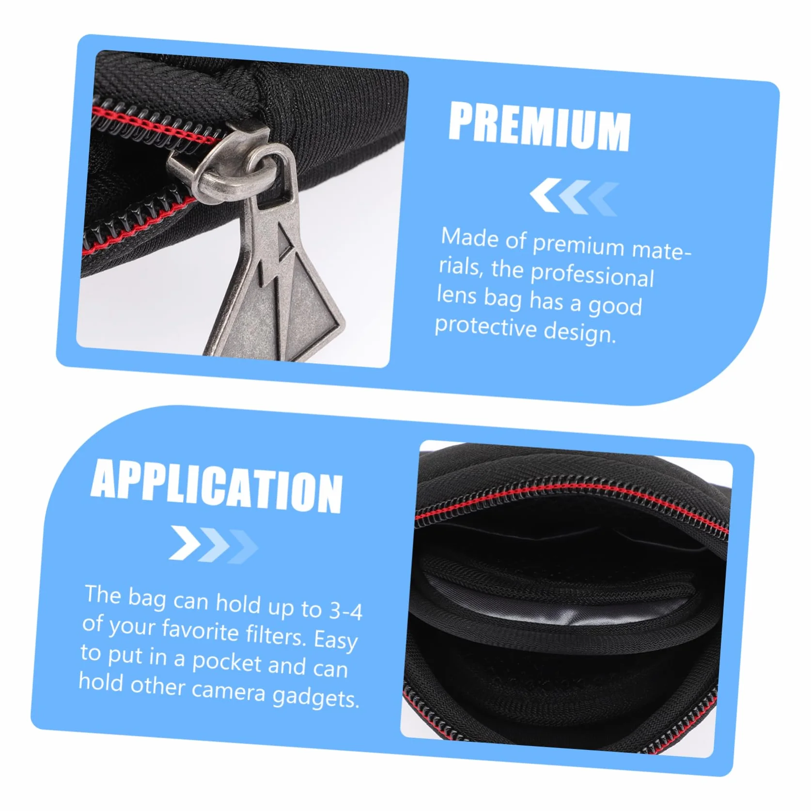 Étui Rond Léger et Pliable pour Filtre D'appareil Photo en Néoprène Plusieurs Styles Poches en Tissu Maillé pour Ranger Les Petits Accessoires Un Paquet Photo