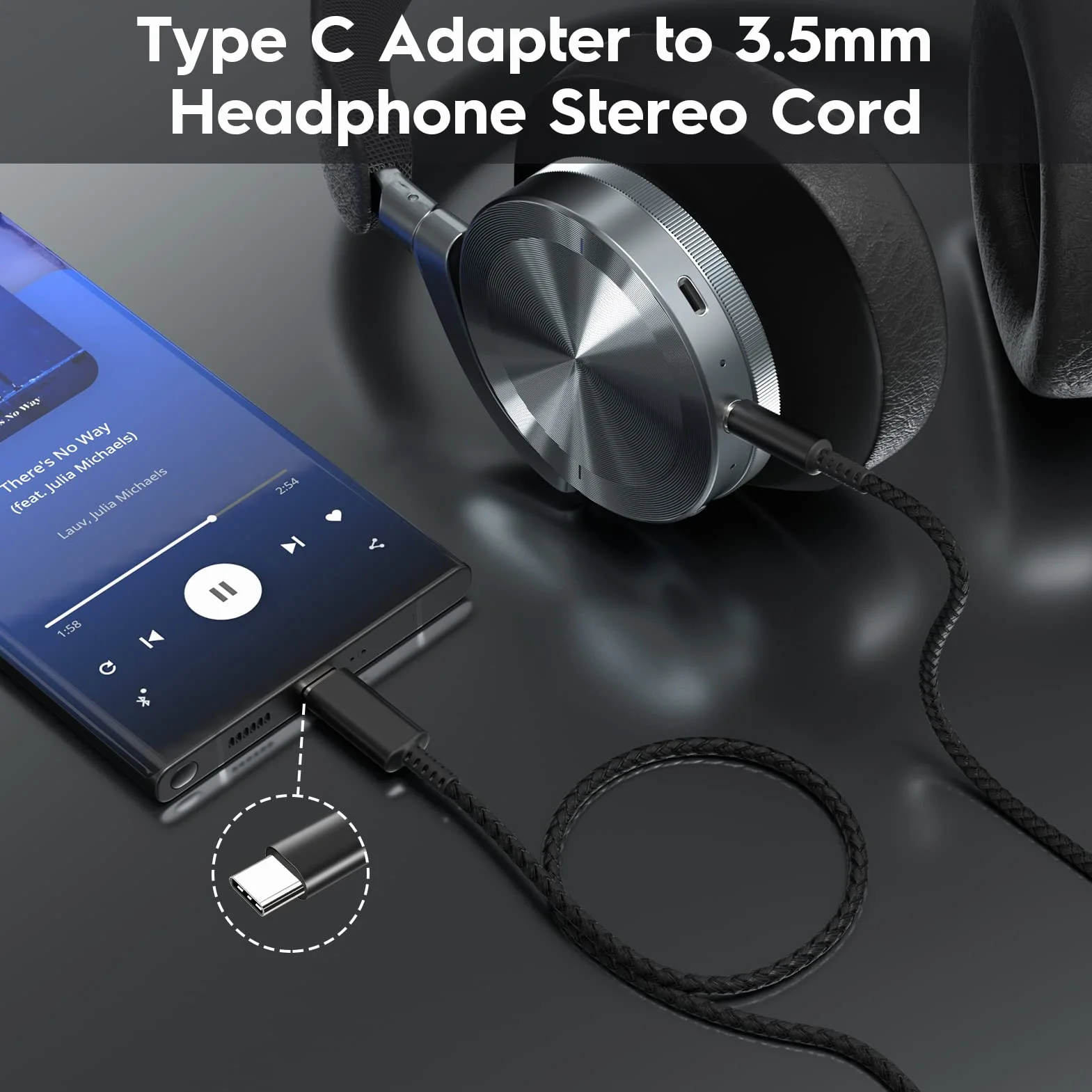 Câble USB C vers 3,5mm Jack 1,2m, Aux Câble Type C 3,5mm Stéréo Adaptateur Audio Voiture pour Samsung Galaxy S22/S21/S20+/Note 20/10/A8, Huawei P40/P30 Pro, Xiaomi 10 Pro/9/8