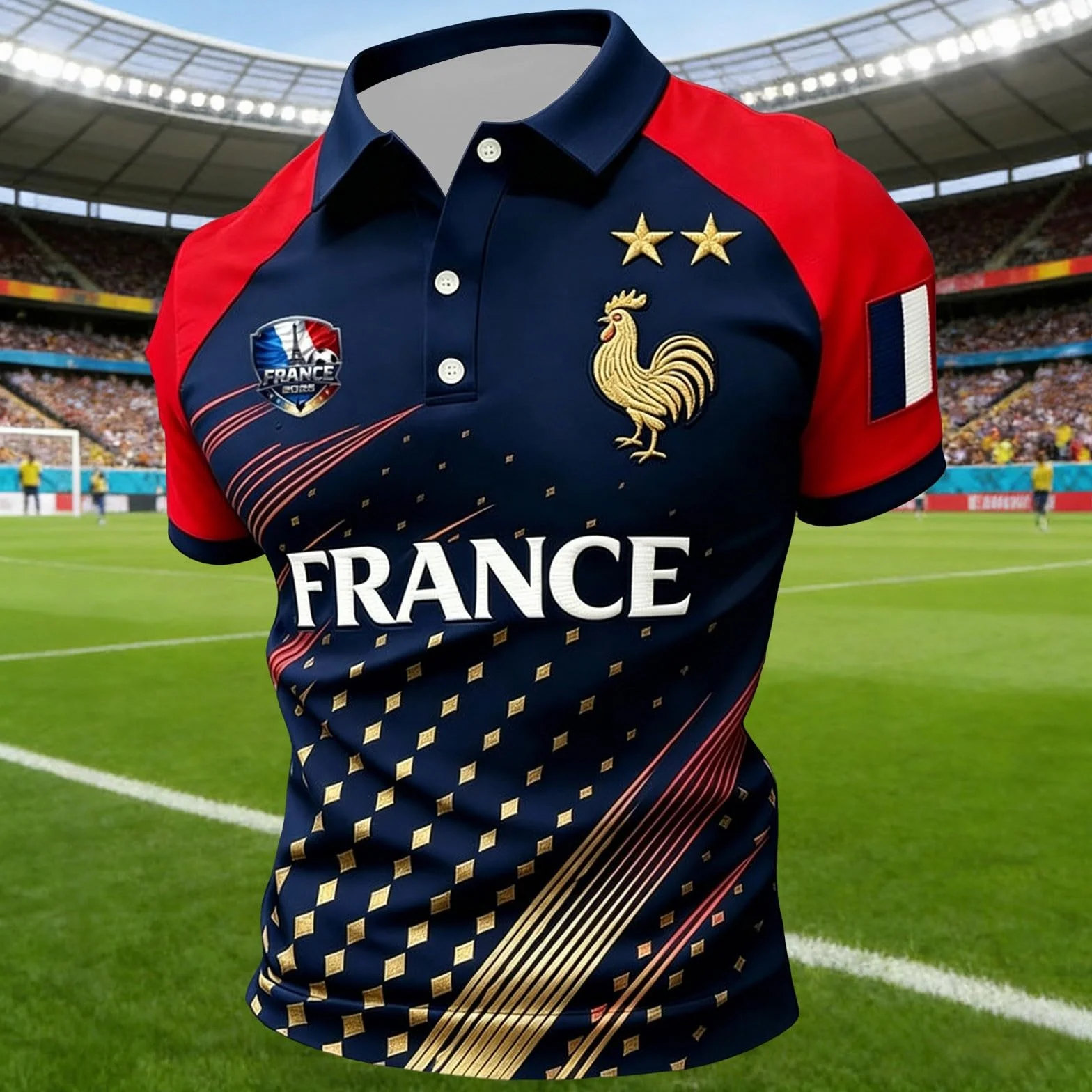 Coupe du Monde 2026 Maillot de Football Supporter France Haut Décontracté Classique