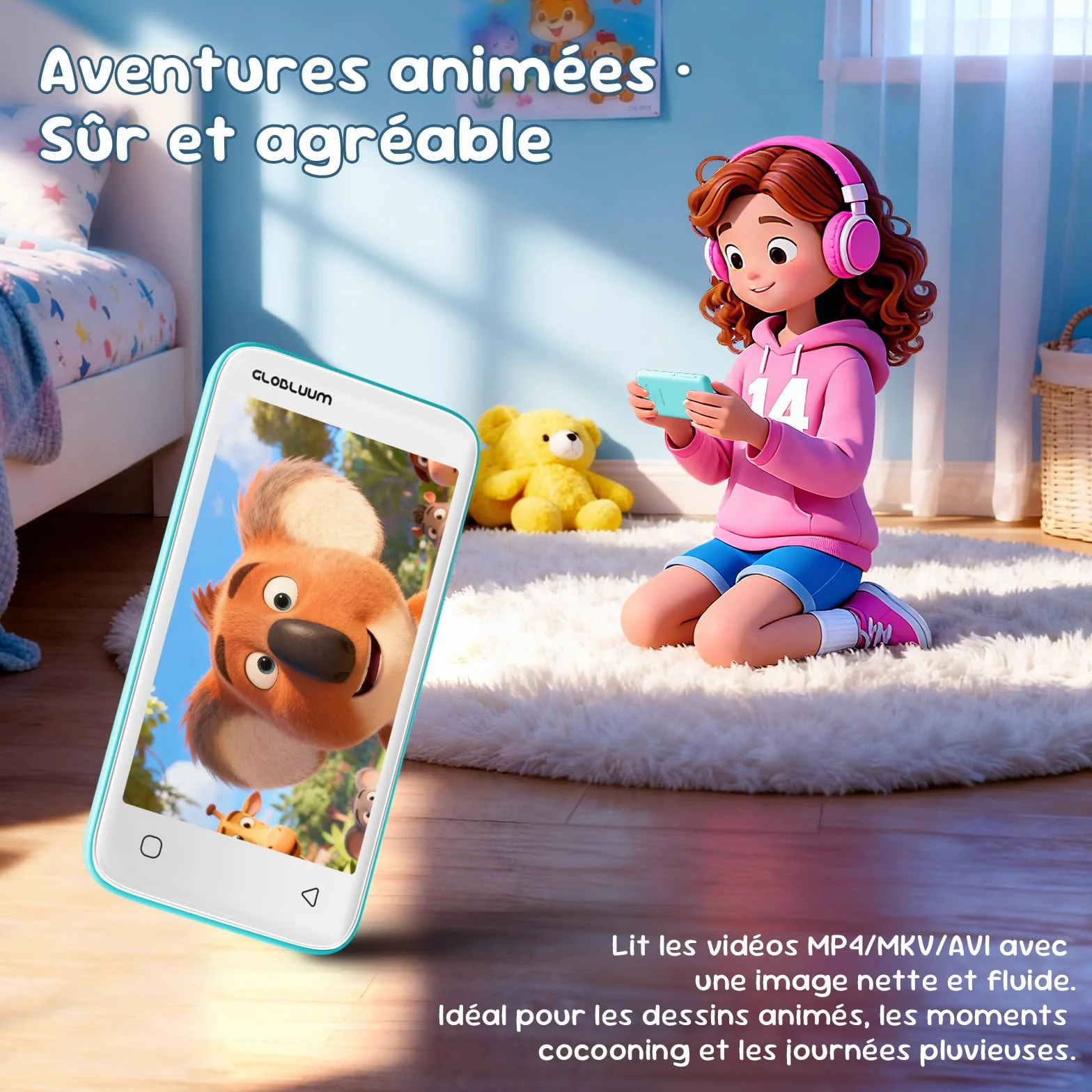 Lecteur MP3 Enfants 16 Go Bluetooth Wi-Fi Spotify Audible Vert Menthe