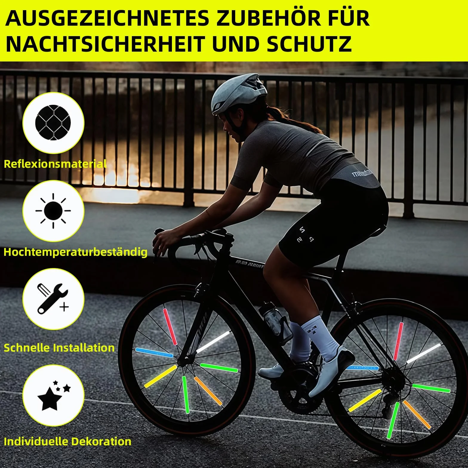 Lot de 72 réflecteurs pour vélo à 360° – Ensemble résistant à l’eau, montage simple
