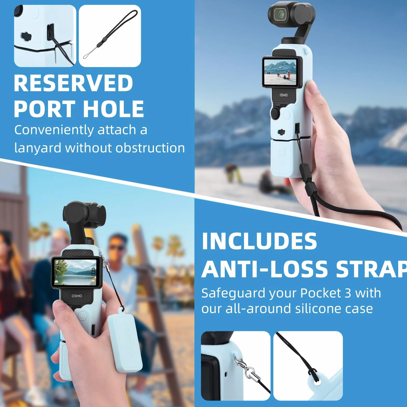 BRDRC Housse en silicone pour DJI OSMO Pocket 3, protecteur d'objectif, étui de protection