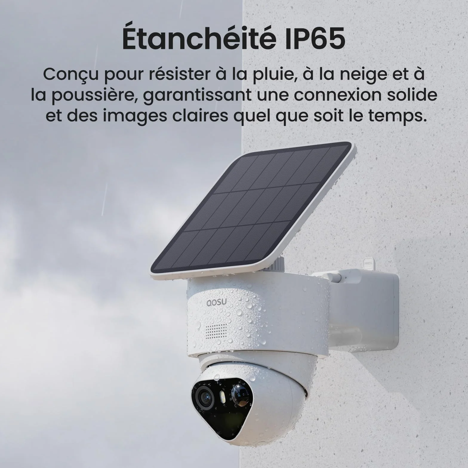 aosu 4K Caméra Surveillance WiFi Extérieure sans Fil,8MP Camera Exterieur Solaire,Vision Nocturne TrueColor,Triple Détection (PIR+Radar+IA),Suivi Automatique à 360°,Alarme Sonore et Lumineuse