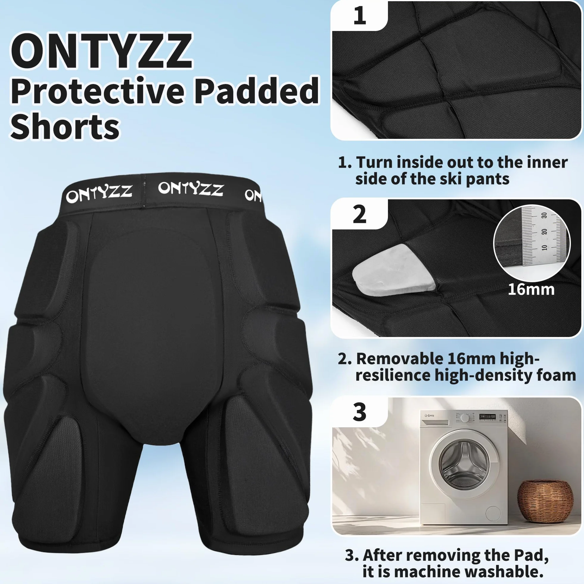 Pantalon Protection 3D pour Skateboard Ski Snowboard Hanches Fesses Coccyx Rembourré