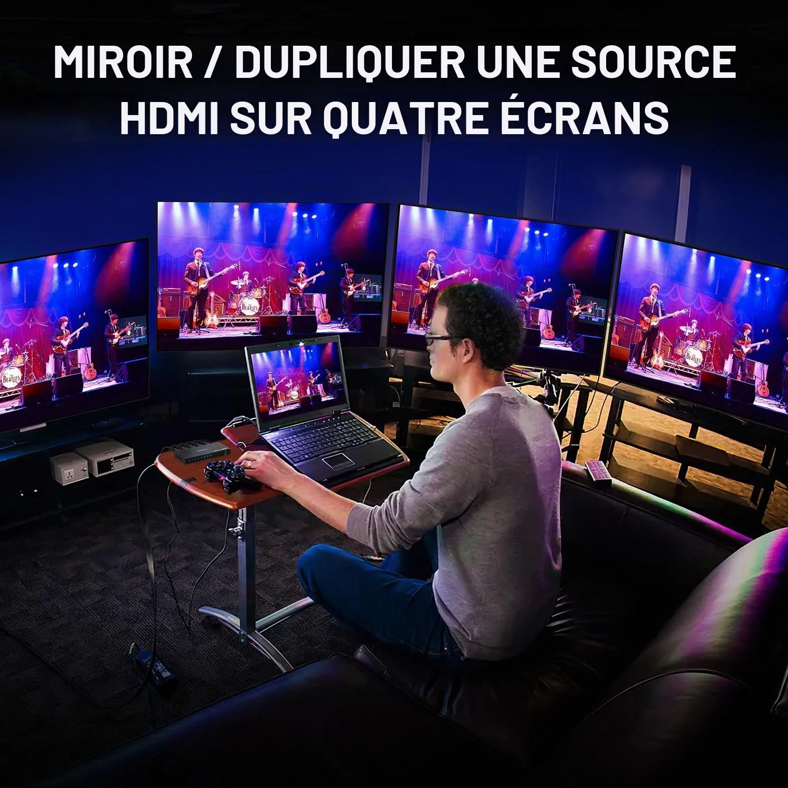 HDMI Splitter 1 in 4 Out 4K 60Hz 4:4:4, AVIDGRAM Répartiteur HDMI 4 Sorties avec Copy, Downscaler et Auto Mode pour Double Affichage identique Soutien1080p 120Hz HDMI2.0 HDCP 2.2 HDR10 18Gbps 3D