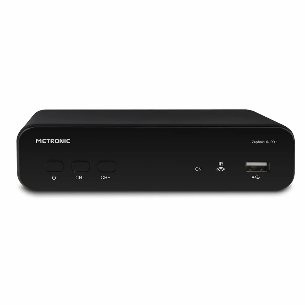 Metronic 441655 Décodeur TNT Full HD Zapbox HD-So.4 avec Port USB - Récépteur Enregistreur Chaines Gratuites - Port USB, HDMI, Ethernet, Péritel- Télécommande - Noir
