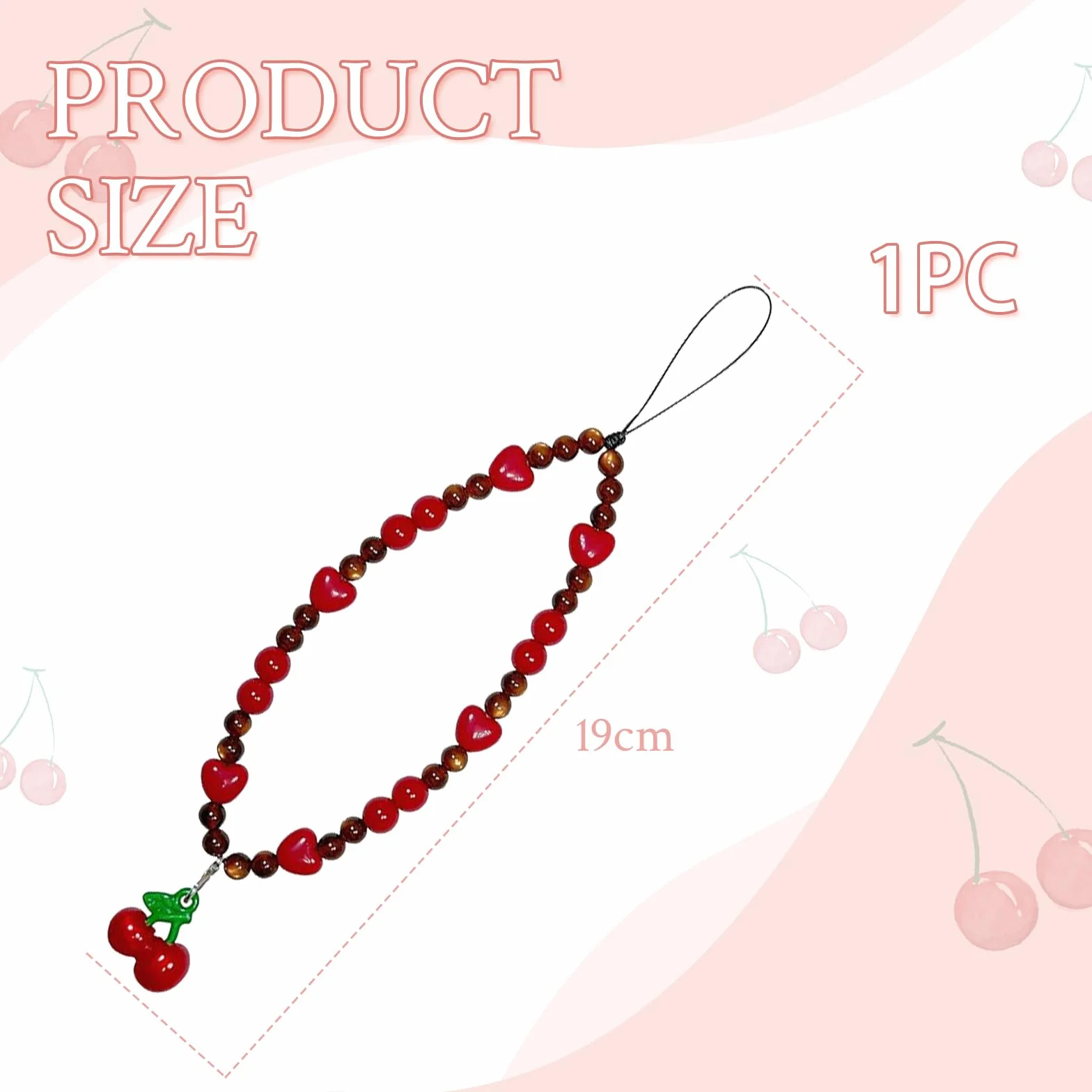 Chaîne de Pendentif pour Téléphone Portable, Charme Universel, Cordon Cherry, Bracelet Kawaii