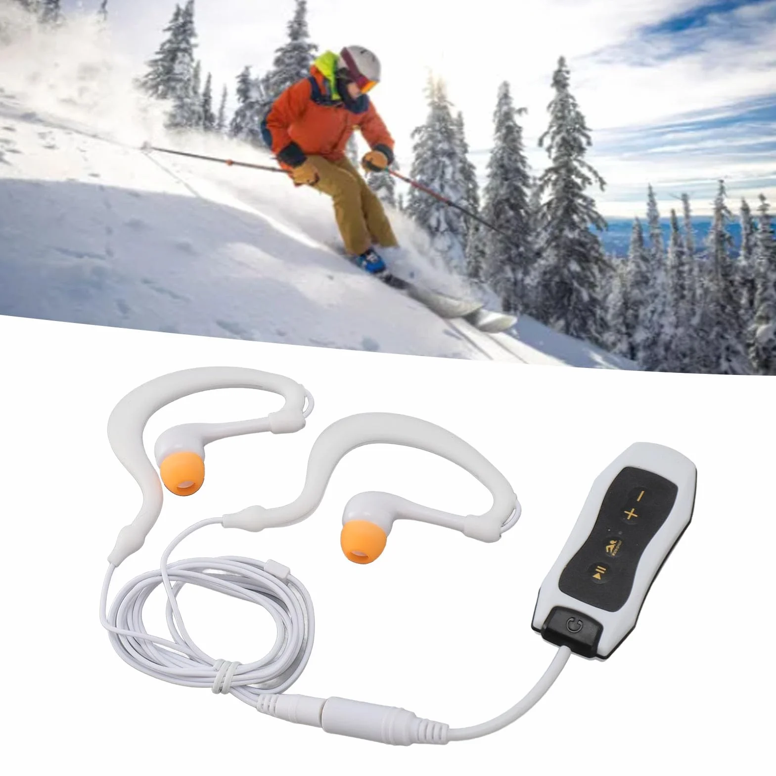 Zunate Écouteurs Lecteur MP3 sous-Marin étanche 8 Heures de Lecture Blanc