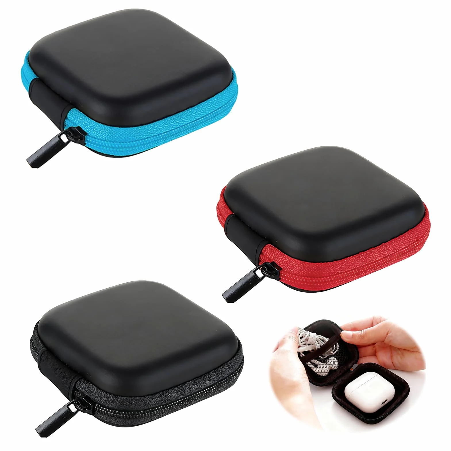 Étui de Rangement pour Casque, Protection Portable avec Fermeture à Glissière, 3 Pièces