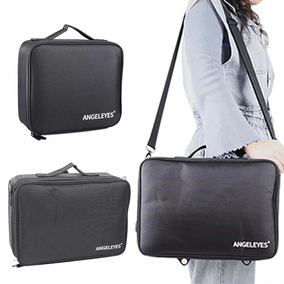 Zoegneer Sac de rangement pour accessoires de télescope astronomique avec séparateurs amovibles en tissu Oxford pour camping, randonnée, astronomie, photographie, oculaire, noir, S ou L (taille L)
