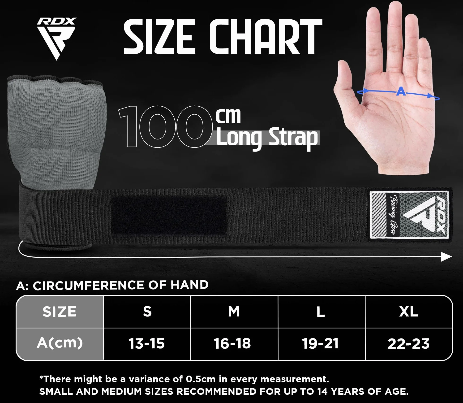 RDX Gel Bandes Boxe Sous Gants 100CM MMA Muay Thai Protege Main Arts Martiaux Sparring Protecteur de Poing