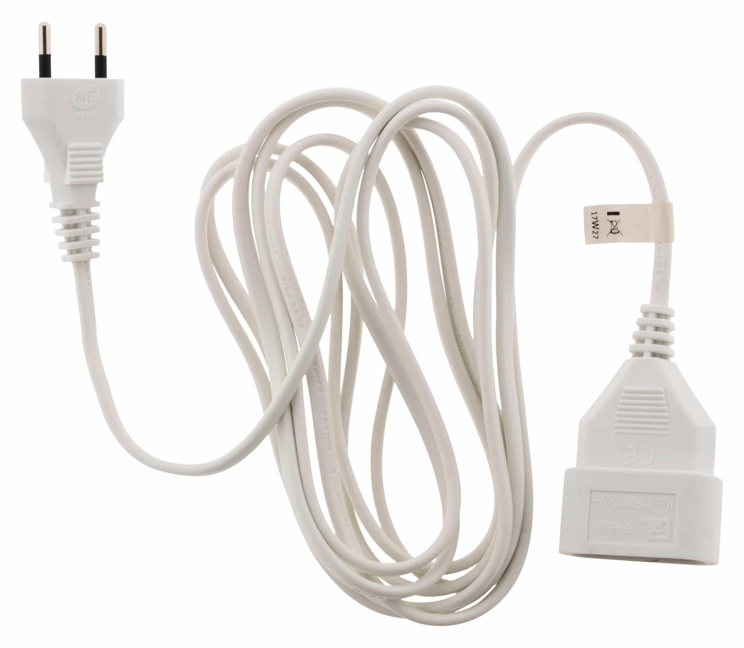 Zenitech Prolongateur HO3VVH2F 2X 0.75 6A Blanc 5 m
