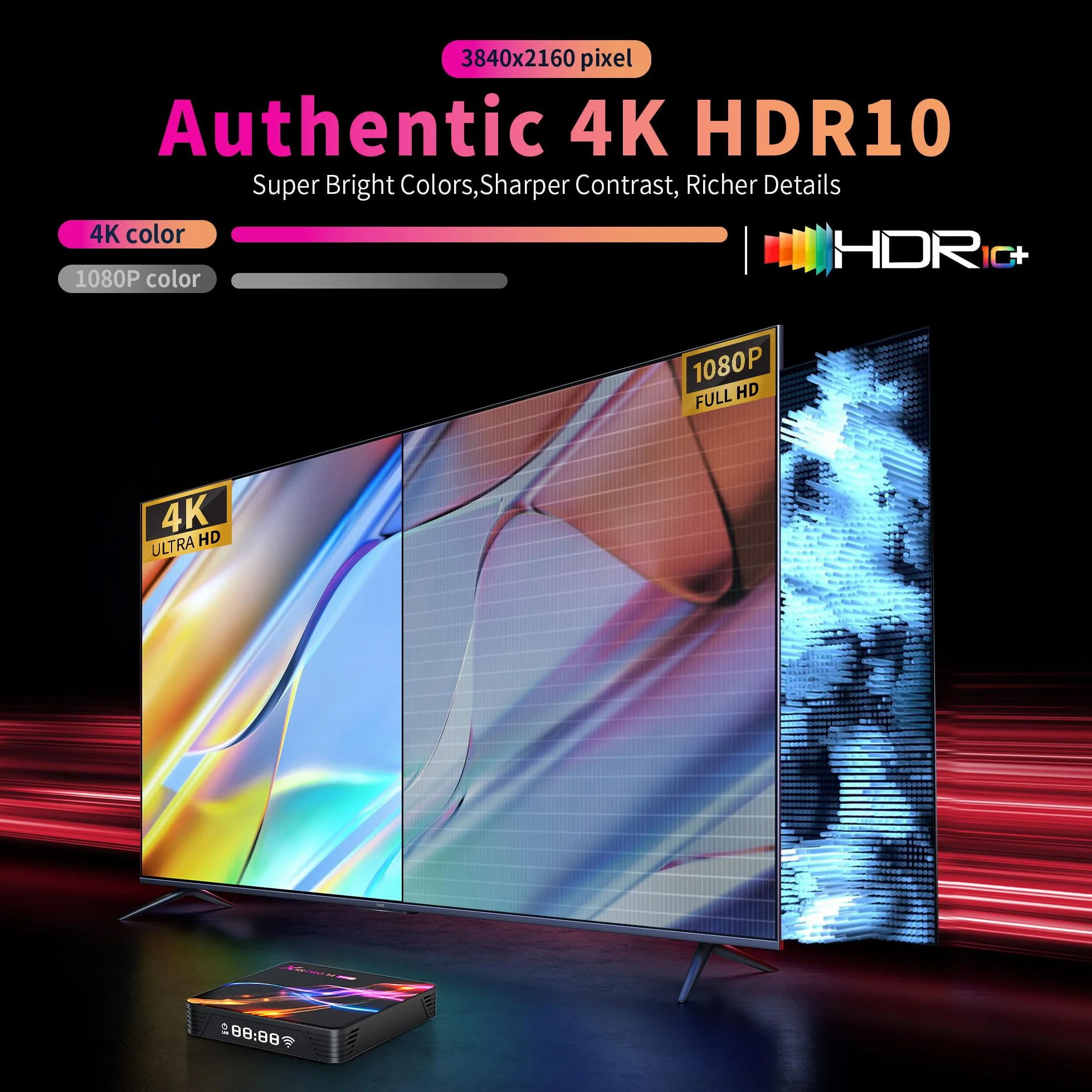 Boîte TV Android 14.0, Boîte Android, 4 Go de RAM, 128 Go de ROM, RK3528 Quad-Core 64 bits Cortex-A53, Boîte TV 2026 Support 4K 2,4G/5G Double bande WiFi Ethernet 10/100M USB 3.0/2.0 Boîte Smart