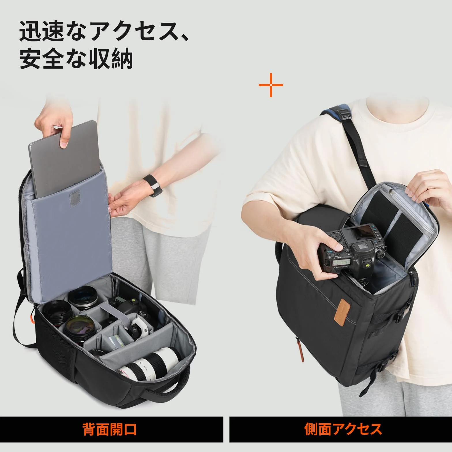 TARION Sac à Dos pour Appareil Photo 15L avec Compartiment Ordinateur 15,6" et Housse Imperméable