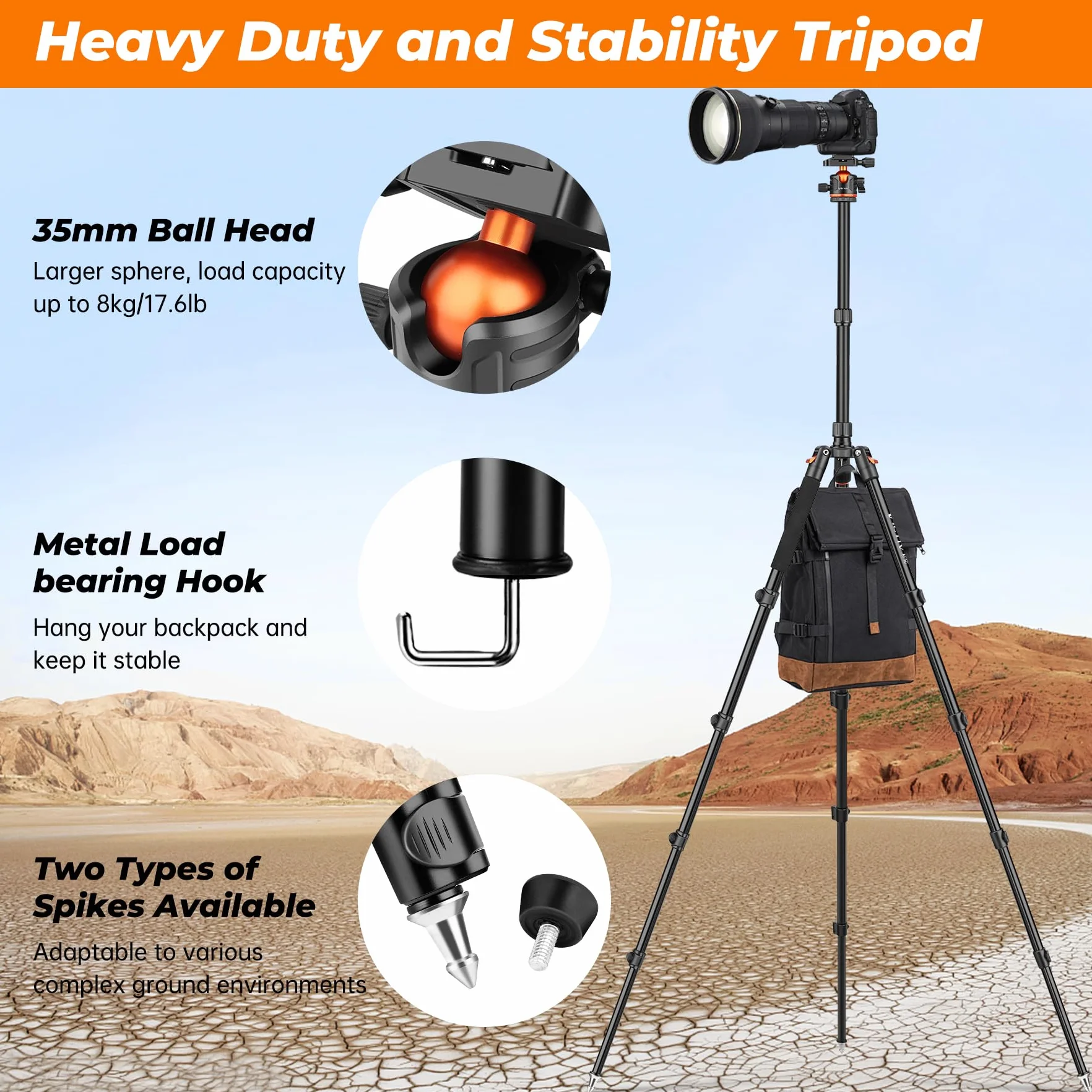 Victiv 200cm Trepied Appareil Photo, Trépied de Voyage Portable & Stable, Trépieds Caméra Aluminium avec 360° Rotule Ball & Monopode Amovible pour Canon Nikon Sony DSLR, Tripod pour iPhone Smartphone