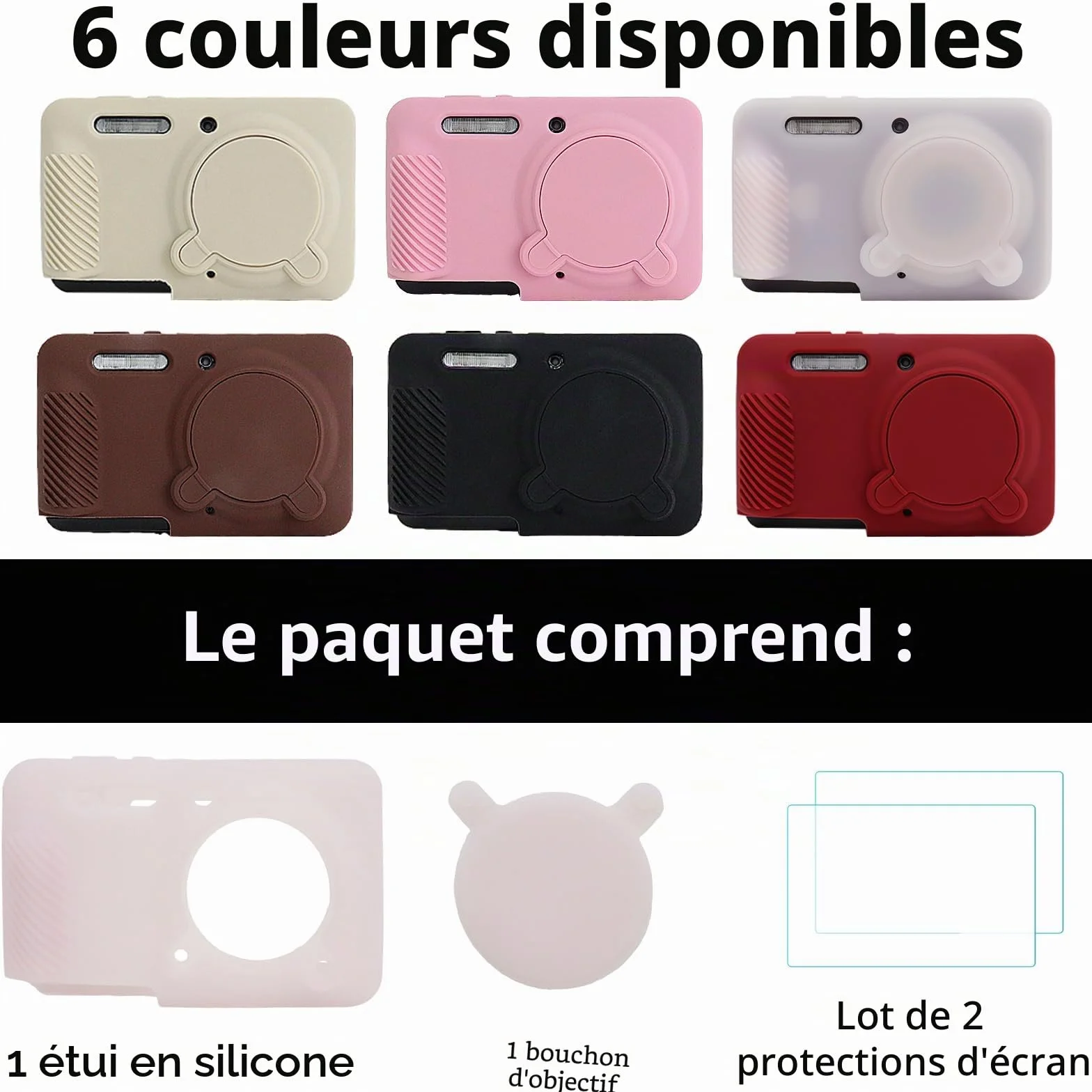 Rieibi Coque Silicone Kodak PIXPRO FZ55 Étui avec Protection d'écran, Housse d'objectif Amovible, Antidérapant