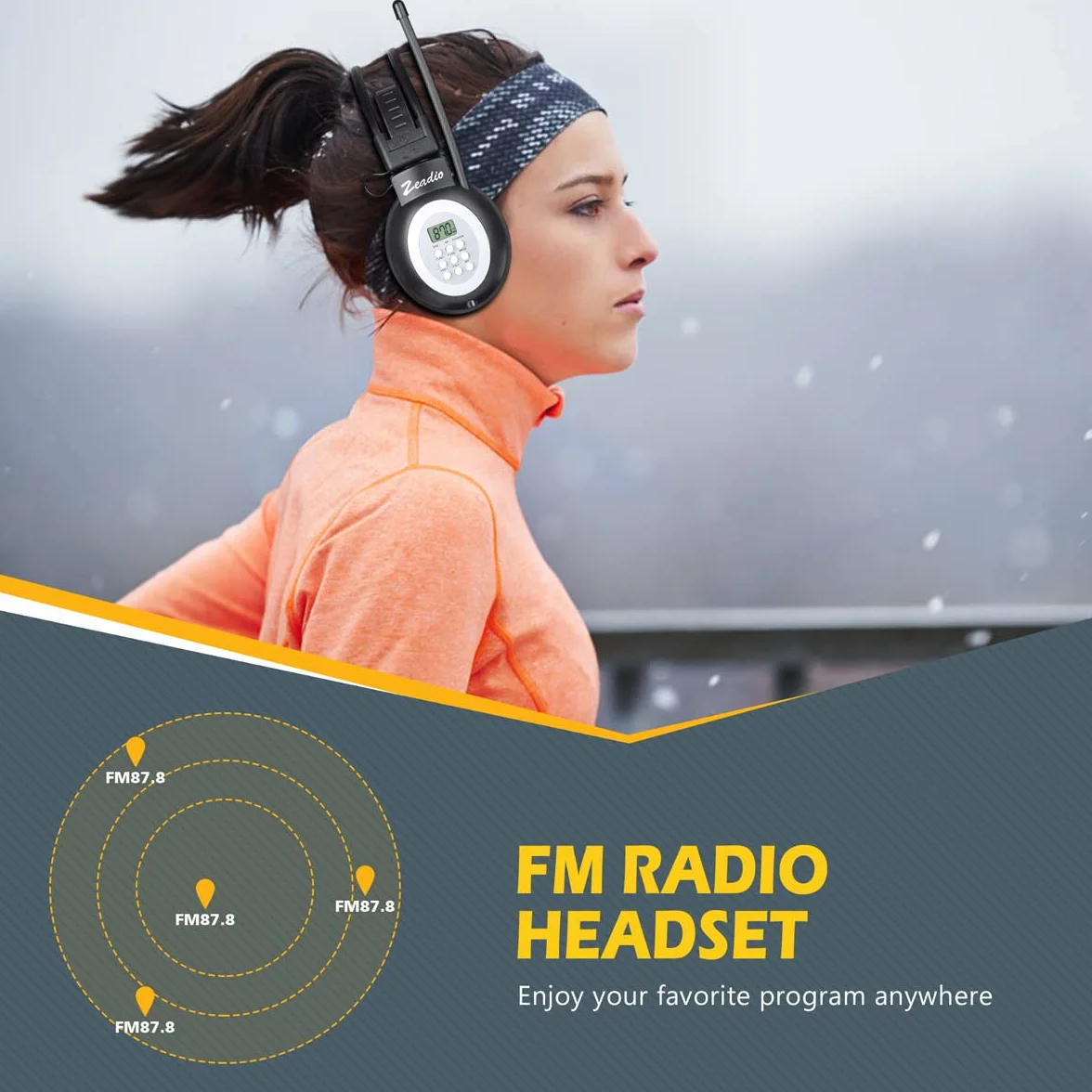 Zeadio Casque Radio FM Portable Stéréo Récepteur pour Marche Jogging Travail
