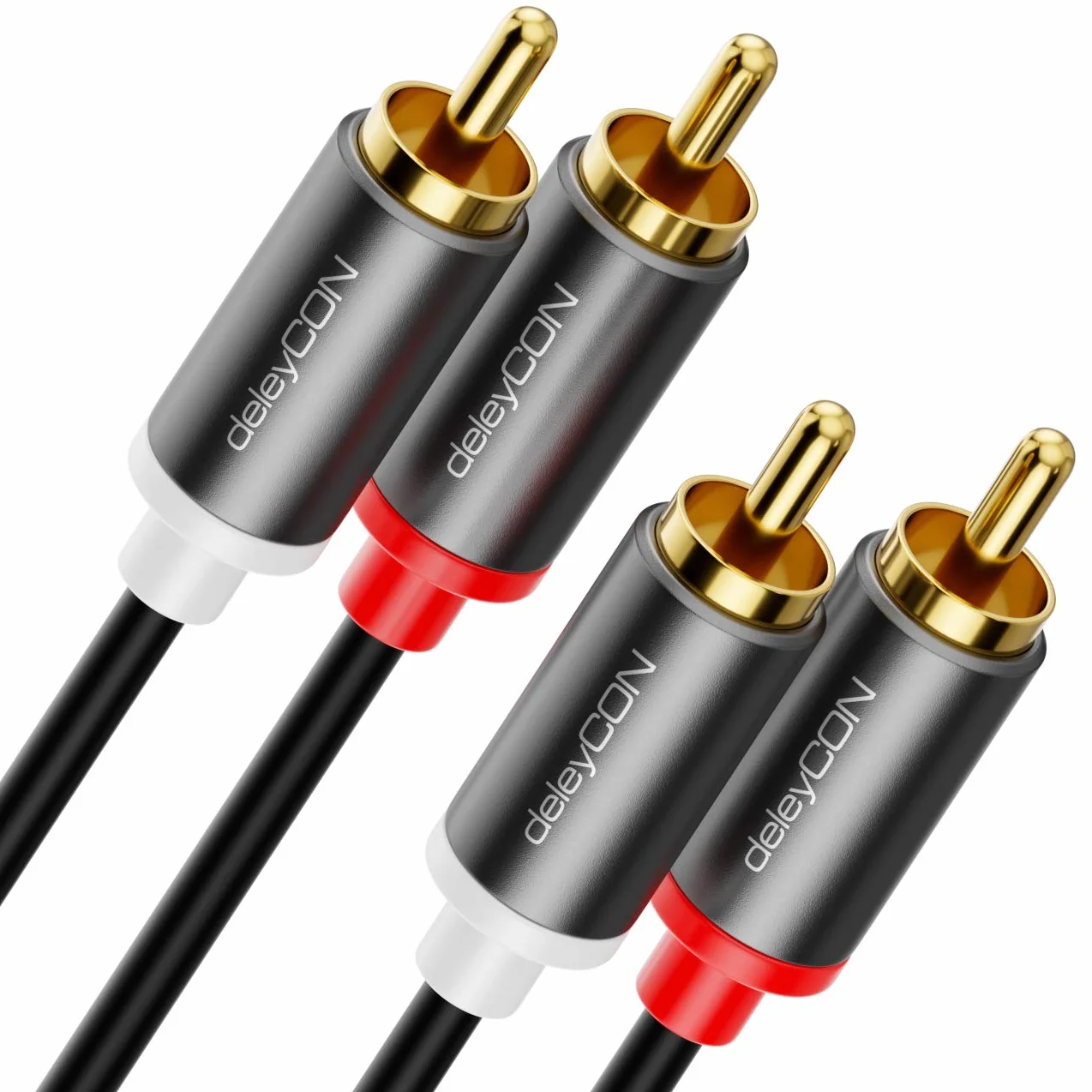 deleyCON 15m Câble Cinch RCA HiFi Audio Liaison Connecteurs Métalliques Dorés pour Home Cinéma Chaîne Stéréo Amplificateur HiFi-Receiver Lecteur Blu-Ray (Extra fin & Flexible)