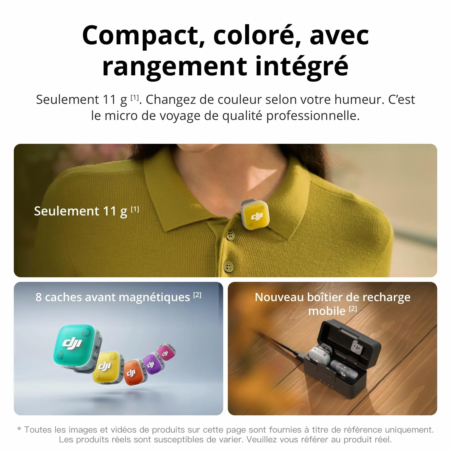 DJI Mic Mini 2 (2 TX + 1 RX Standard + boîtier de Recharge), Micro Cravate DJI, Micro sans Fil pour iPhone et Android/Appareil Photo/Tablette/PC, Transmission 400m, Cache magnétique Multicolore