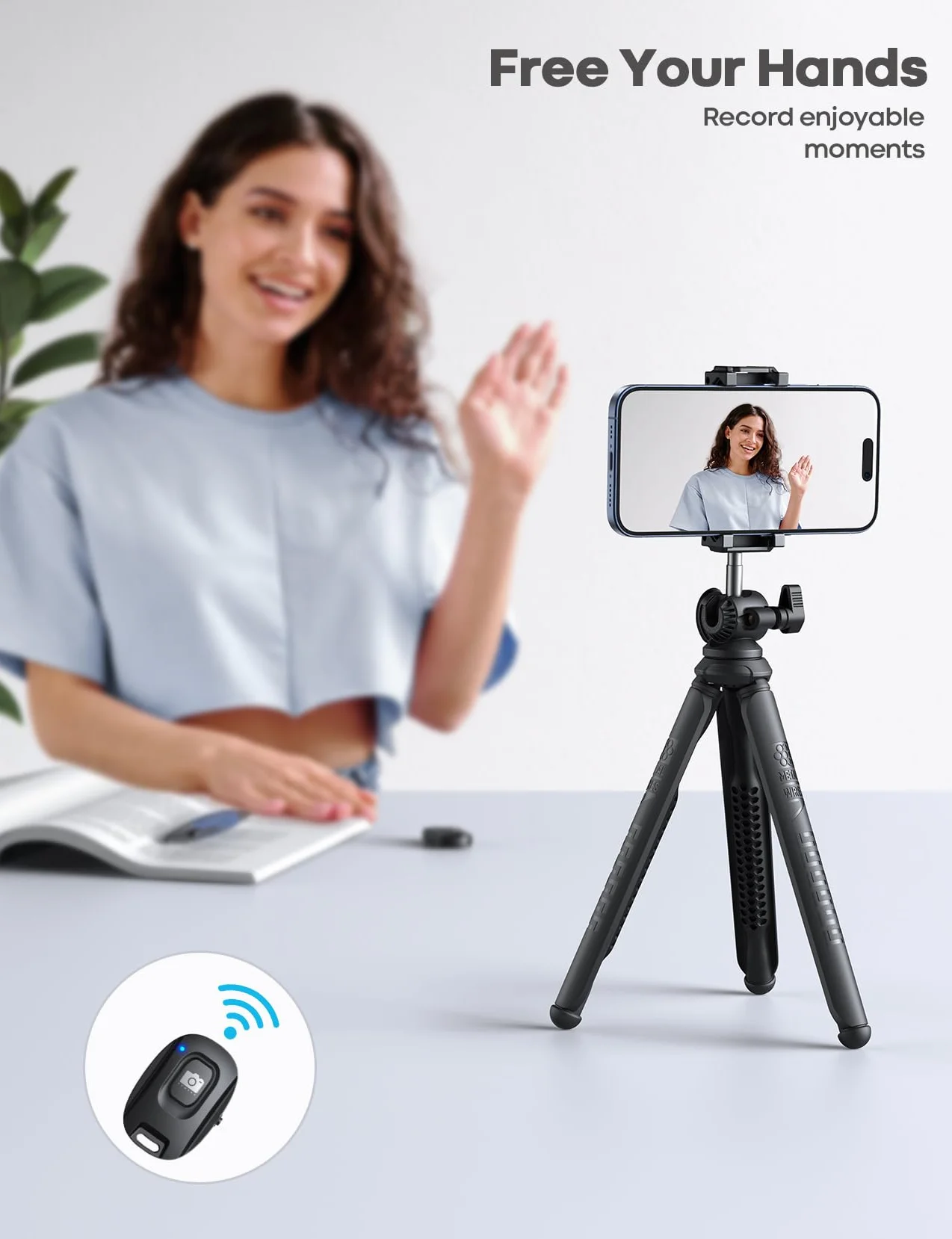 Lamicall Trépied pour Téléphone - [3 en 1] Mini Trépied Flexible Smartphone Portable avec Télécommande Sans Fil, 360° Rotation, Mini Trépied Portable avec Vis 1/4'' pour iPhone/Android/GoPro/Caméra