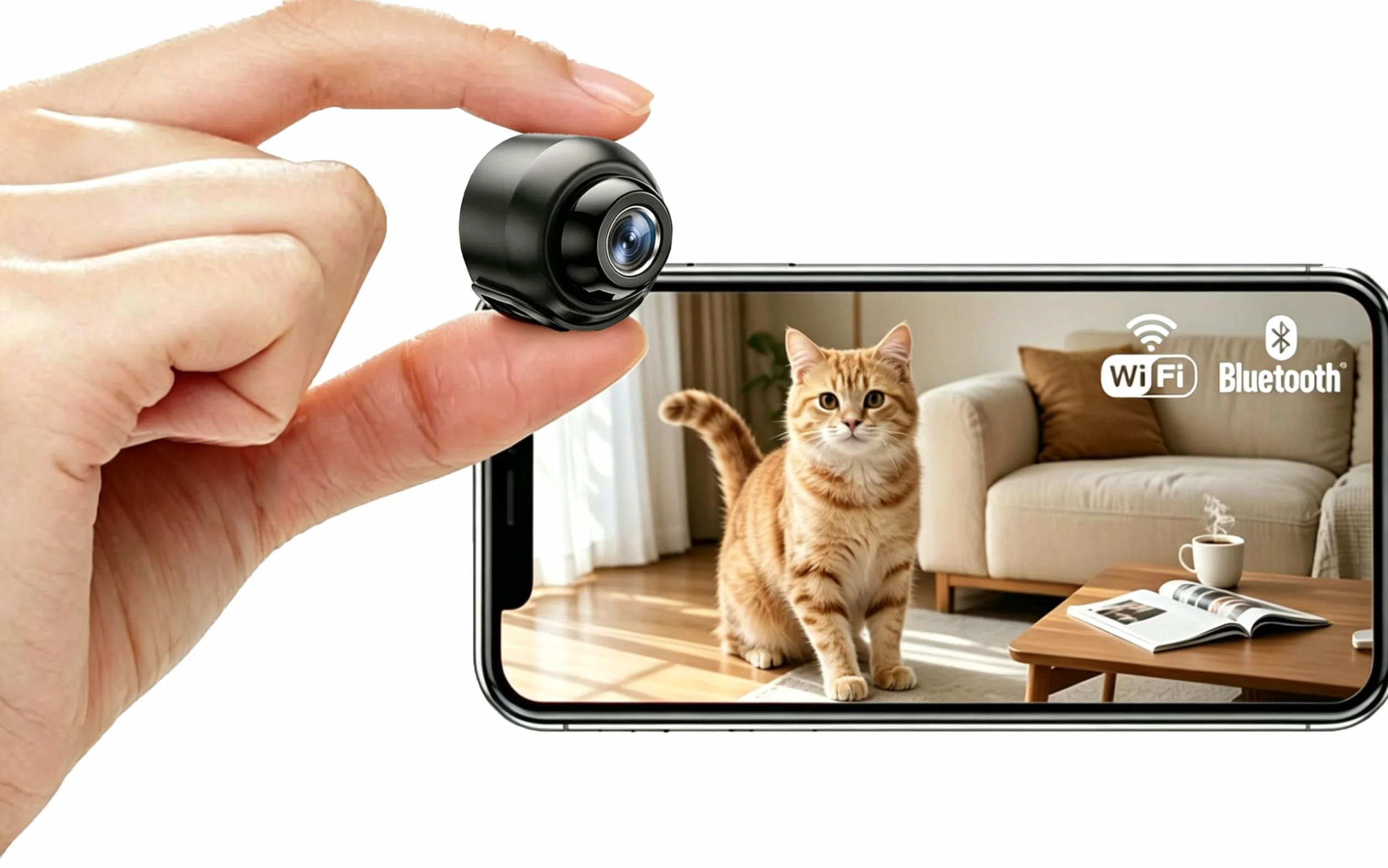Mini Caméra Espion WiFi HD 1080P Caméra Cachée Sans Fil Vision Nocturne Détection de Mouvement Accès à Distance Enregistrement Continu Surveillance Intérieure Maison