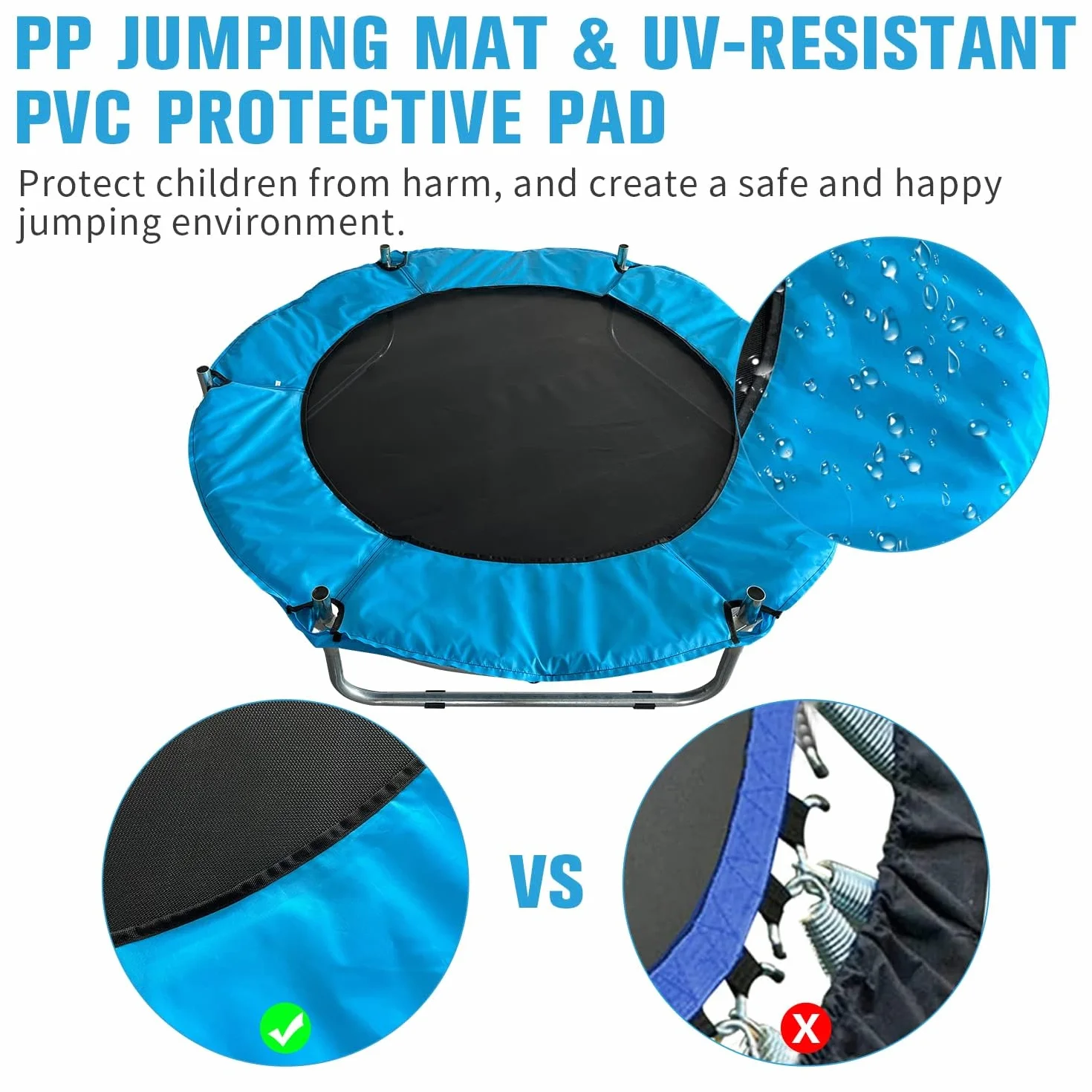 Trampoline pour Enfants 150cm avec Filet de Sécurité, Panier de Basket et Tapis de Saut - étanche, Réglable, 200kg