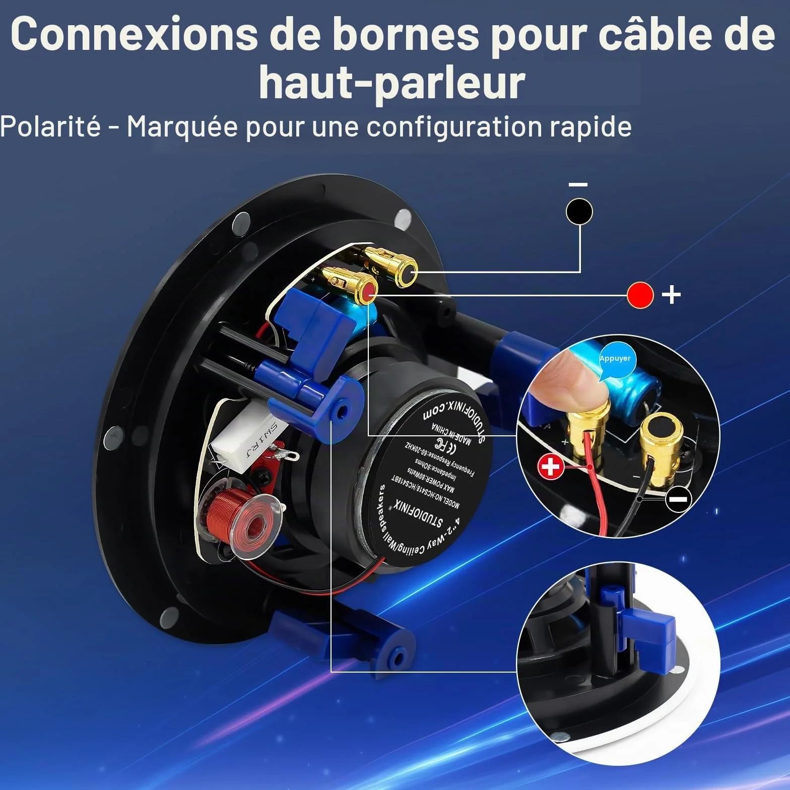STUDIOFINIX Haut-parleurs de plafond Bluetooth 2 voies encastrés Intérieur Extérieur