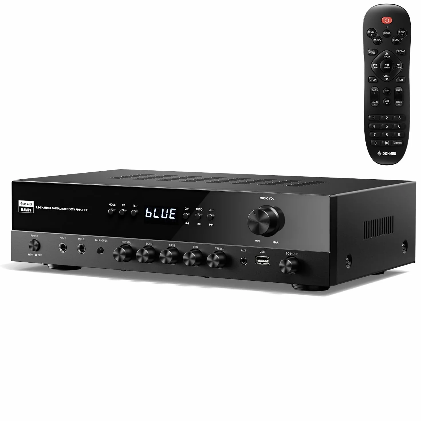 Donner Amplificateur Audio 5.1 Canaux Bluetooth 5.3 Optique Coaxiale USB FM RCA Karaoké Home Cinéma MAMP4