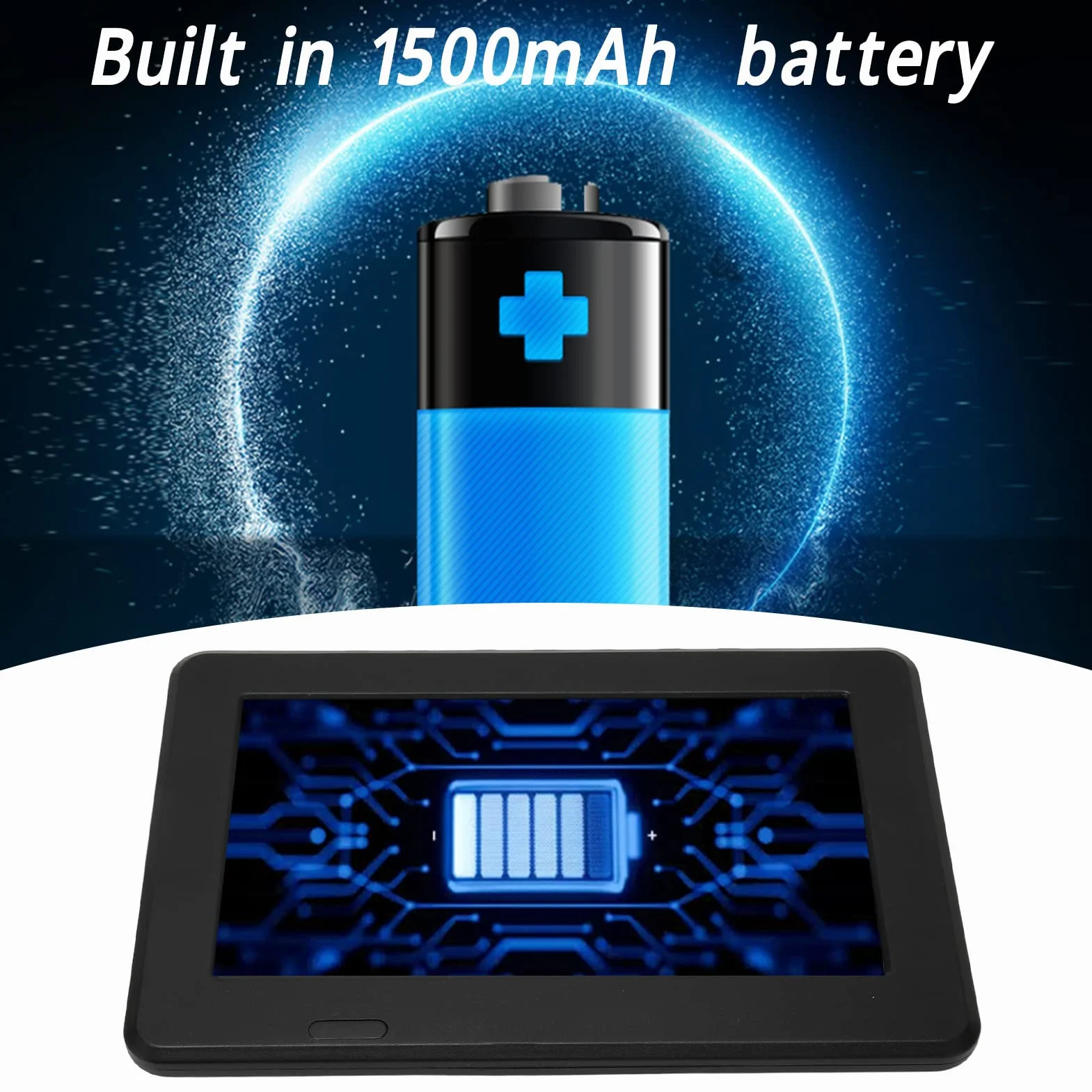 Téléviseur Portable 7 Pouces LED 1080p pour Voiture avec Piles Rechargeables USB AV
